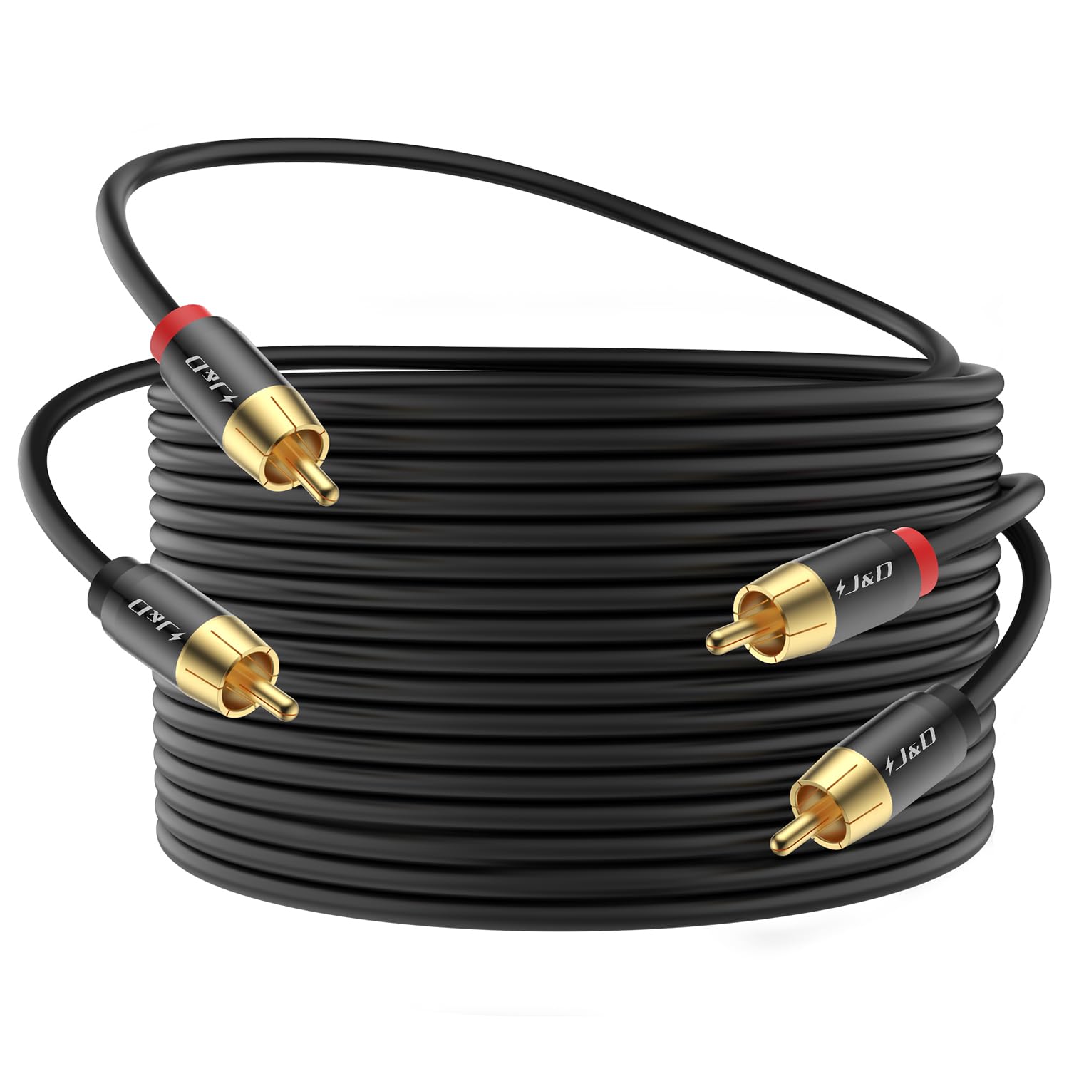 J&D J&D 30 FT RCA Male to Male Stereo Audio Cable Gold-Plated for Home Theater HDTV Amplifiers Hi-Fi Systems Speakers
