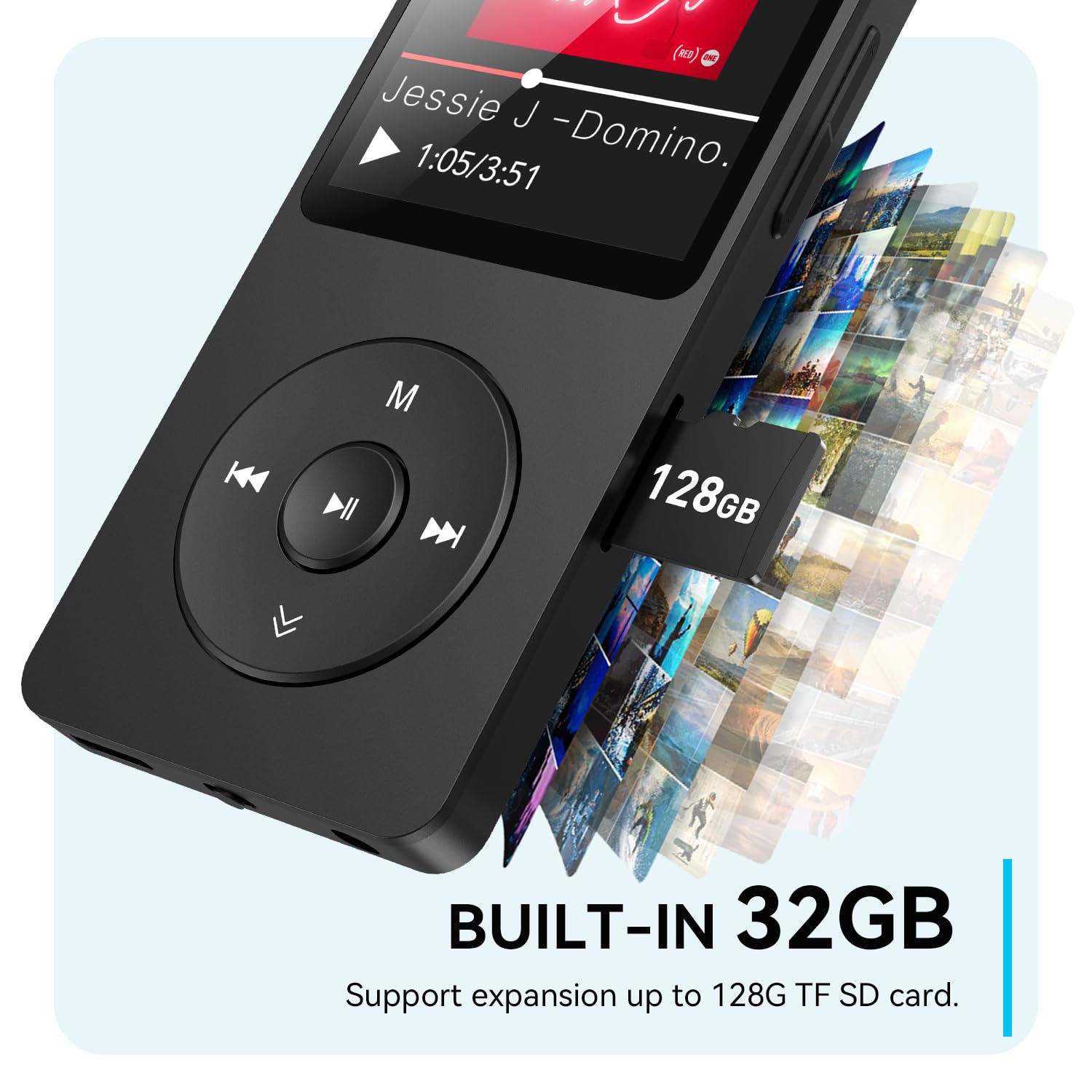 AGPTEK AGPTEK A02 Bluetooth MP3 Player 1.8 inch Screen Portable Music Player with Speaker FM Radio Voice Recorder 32GB Expandable to 128GB Black - View 4 of 9