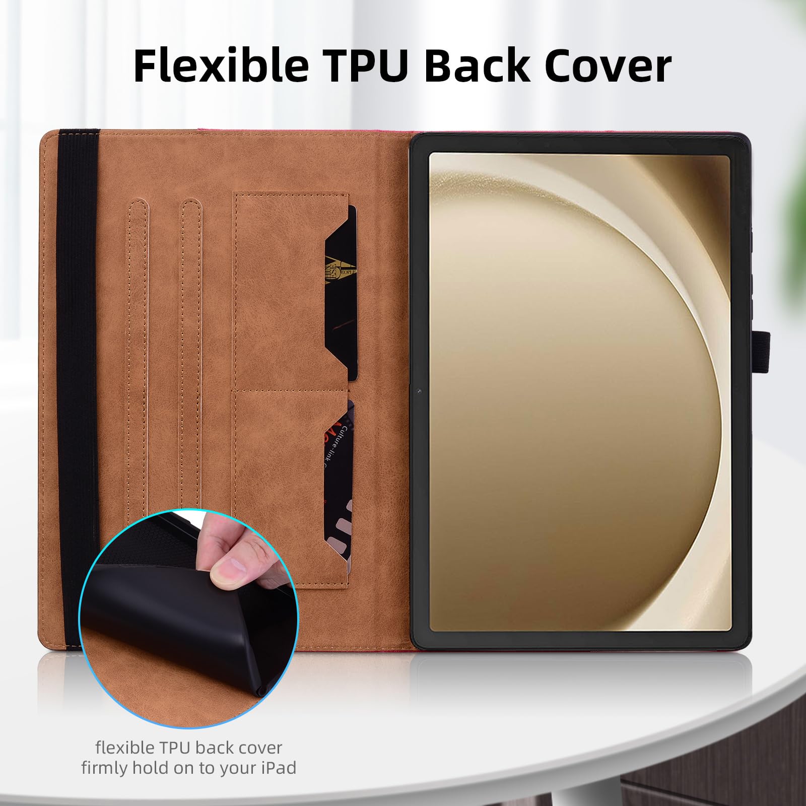 Oduio Samsung Galaxy Tab A9 Plus 11 Inch 2023 Case Business Folio Protective Cover with Pocket Multi-Angle Viewing Stand Brown - View 2 of 6