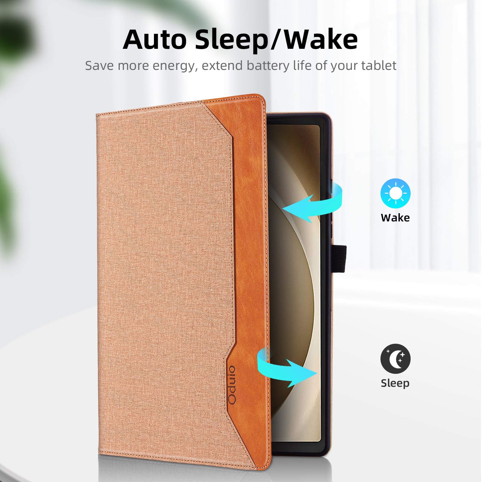 Oduio Samsung Galaxy Tab A9 Plus 11 Inch 2023 Case Business Folio Protective Cover with Pocket Multi-Angle Viewing Stand Brown - View 3 of 6