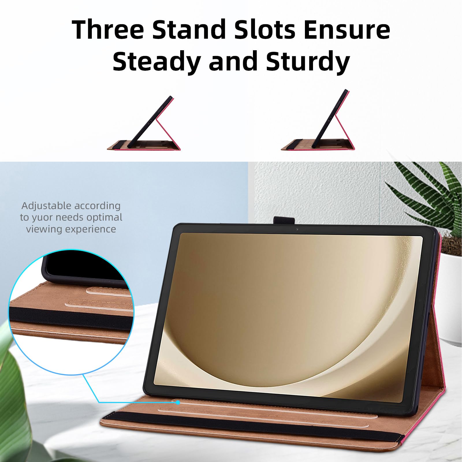 Oduio Samsung Galaxy Tab A9 Plus 11 Inch 2023 Case Business Folio Protective Cover with Pocket Multi-Angle Viewing Stand Brown - View 4 of 6