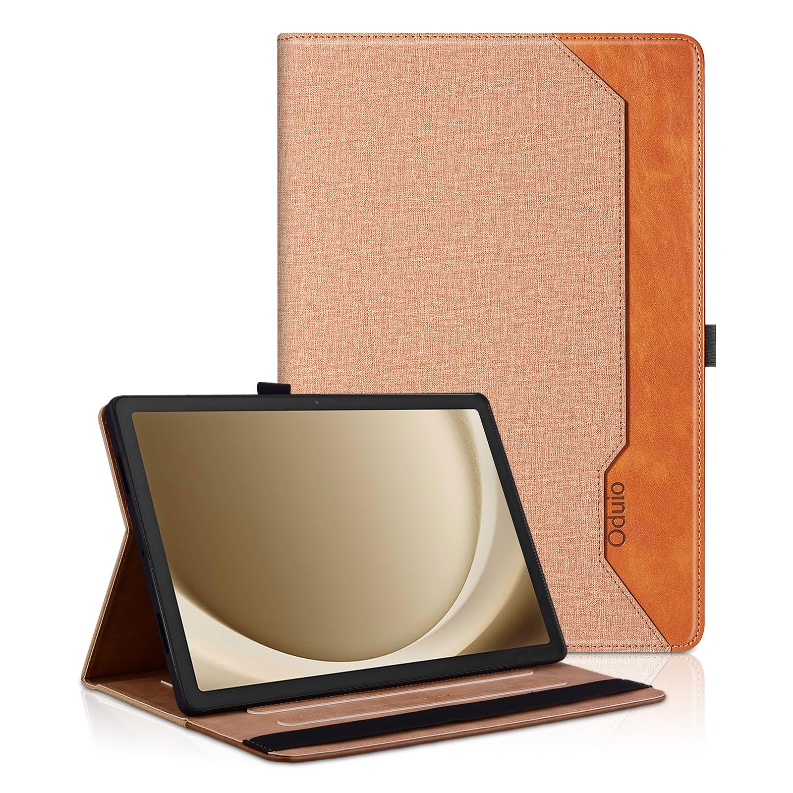 Oduio Samsung Galaxy Tab A9 Plus 11 Inch 2023 Case Business Folio Protective Cover with Pocket Multi-Angle Viewing Stand Brown