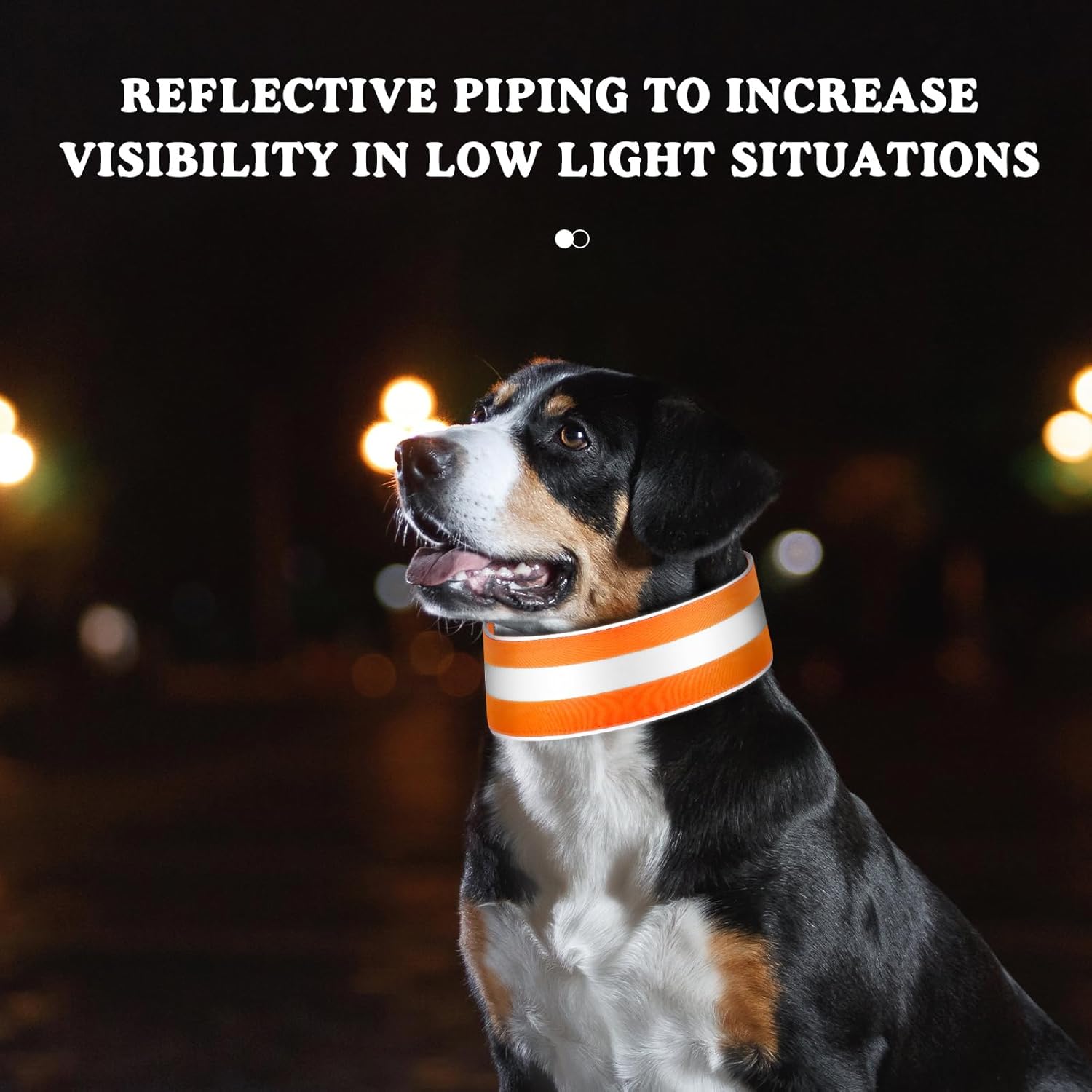 Paterr Paterr Reflective Dog Collar Set Adjustable High Visibility Collars with Quick Release for Small Medium Large Dogs Orange Fluorescent Green - View 2 of 7