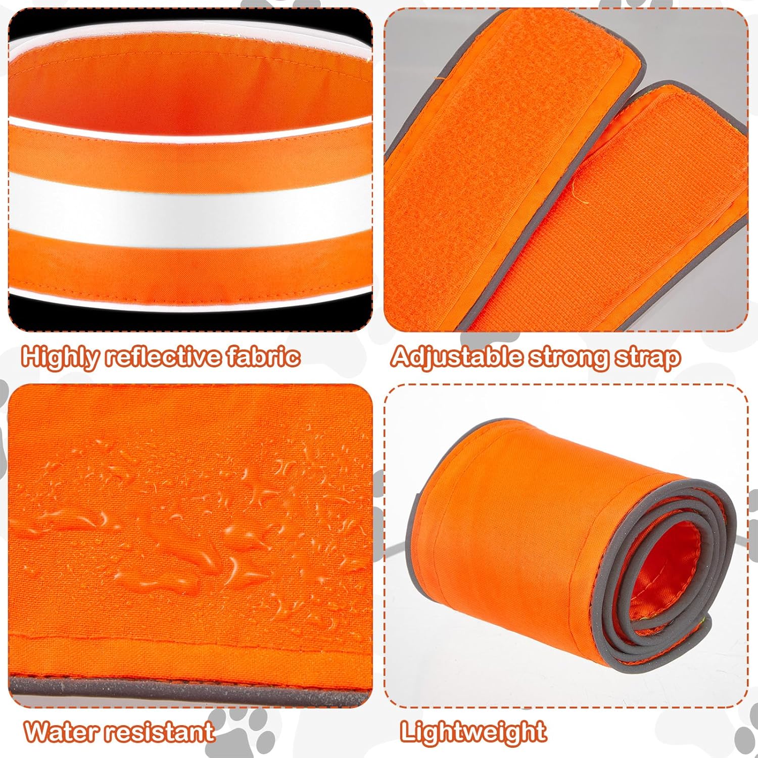 Paterr Paterr Reflective Dog Collar Set Adjustable High Visibility Collars with Quick Release for Small Medium Large Dogs Orange Fluorescent Green - View 4 of 7