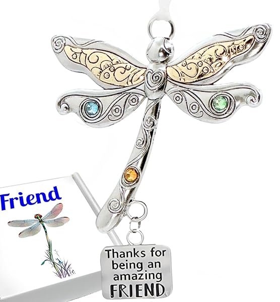 elskandi Best Friend Ornaments for Women Dragonfly Charm Friendship Gift for Christmas Birthdays and Everyday Celebrations