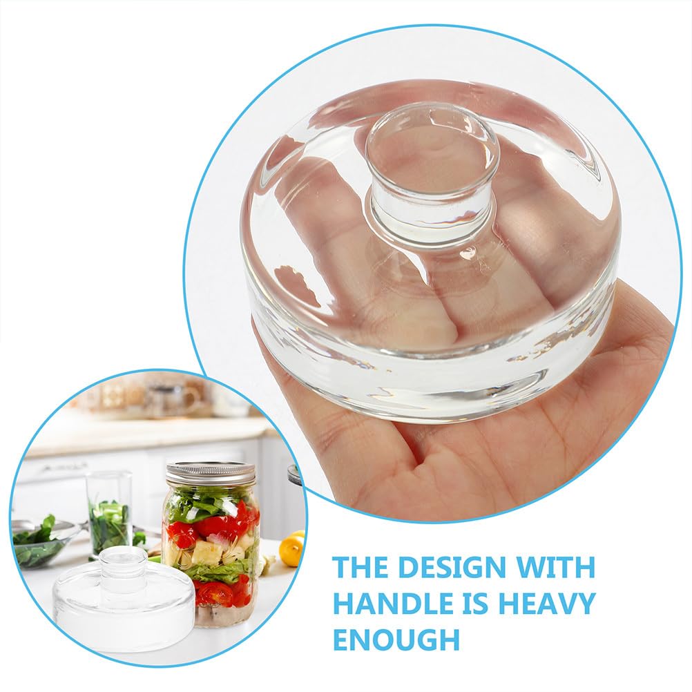 HOMSFOU HOMSFOU 2pcs Fermented Glass Weights for 1 Gallon Jars Perfect for Sauerkraut Pickling and Fermenting with Wide Mouth Mason Jar Lids - View 4 of 9