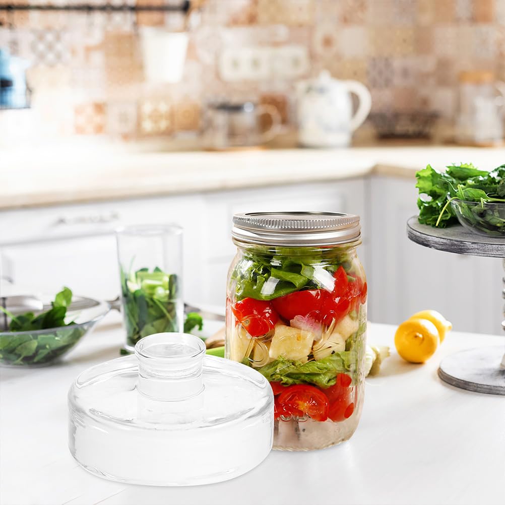 HOMSFOU HOMSFOU 2pcs Fermented Glass Weights for 1 Gallon Jars Perfect for Sauerkraut Pickling and Fermenting with Wide Mouth Mason Jar Lids - View 6 of 9