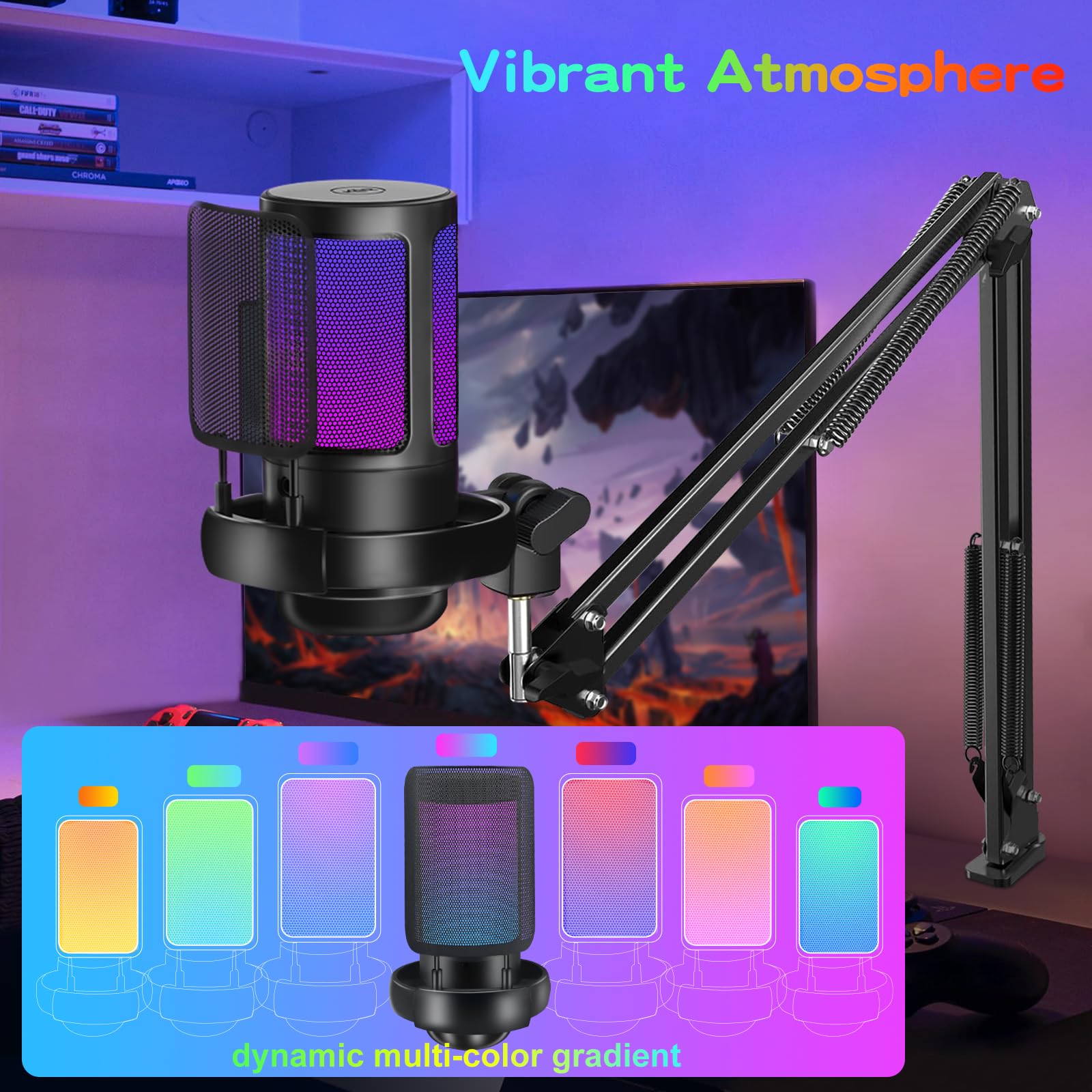 KingSom KingSom Gaming USB Microphone with Noise Cancellation Boom Arm for Streaming Podcasting and Recording on Discord and YouTube - View 3 of 7