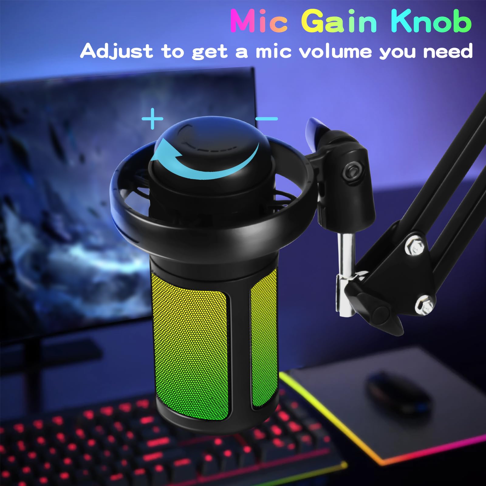 KingSom KingSom Gaming USB Microphone with Noise Cancellation Boom Arm for Streaming Podcasting and Recording on Discord and YouTube - View 4 of 7