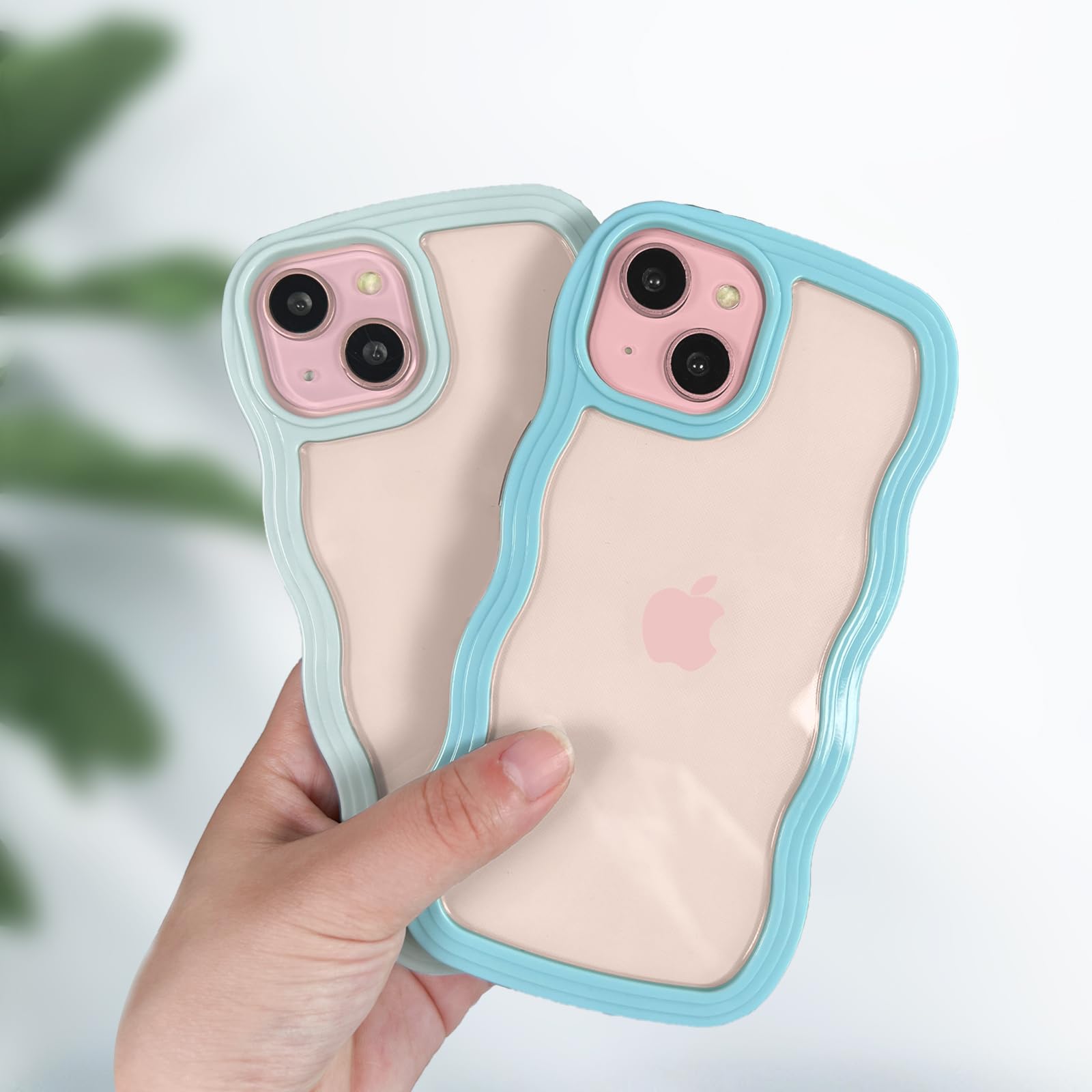 Anuck Anuck iPhone 15 Case Wavy Edge Clear Back Anti-Slip Grip Shockproof Soft TPU Hard Bumper Protective Cover for Women Girls Dark Blue - View 4 of 6