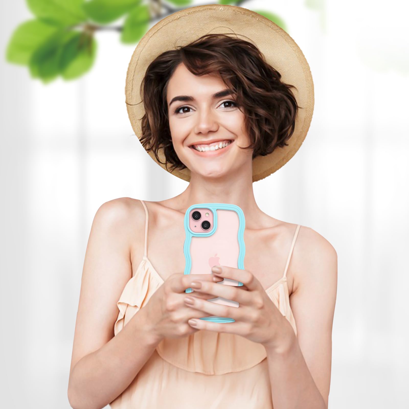 Anuck Anuck iPhone 15 Case Wavy Edge Clear Back Anti-Slip Grip Shockproof Soft TPU Hard Bumper Protective Cover for Women Girls Dark Blue - View 6 of 6