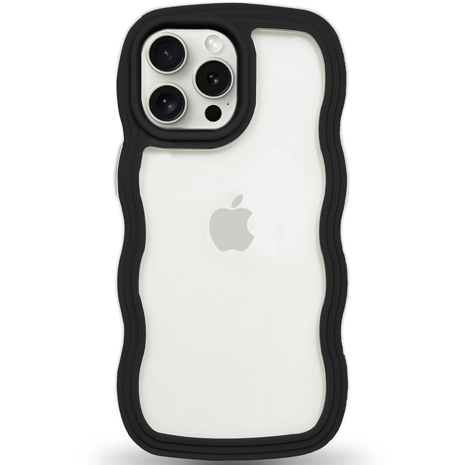 Anuck Anuck iPhone 15 Case Wavy Edge Clear Back Anti-Slip Grip Shockproof Soft TPU Hard Bumper Protective Cover for Women Girls Light Blue - View 9 of 9