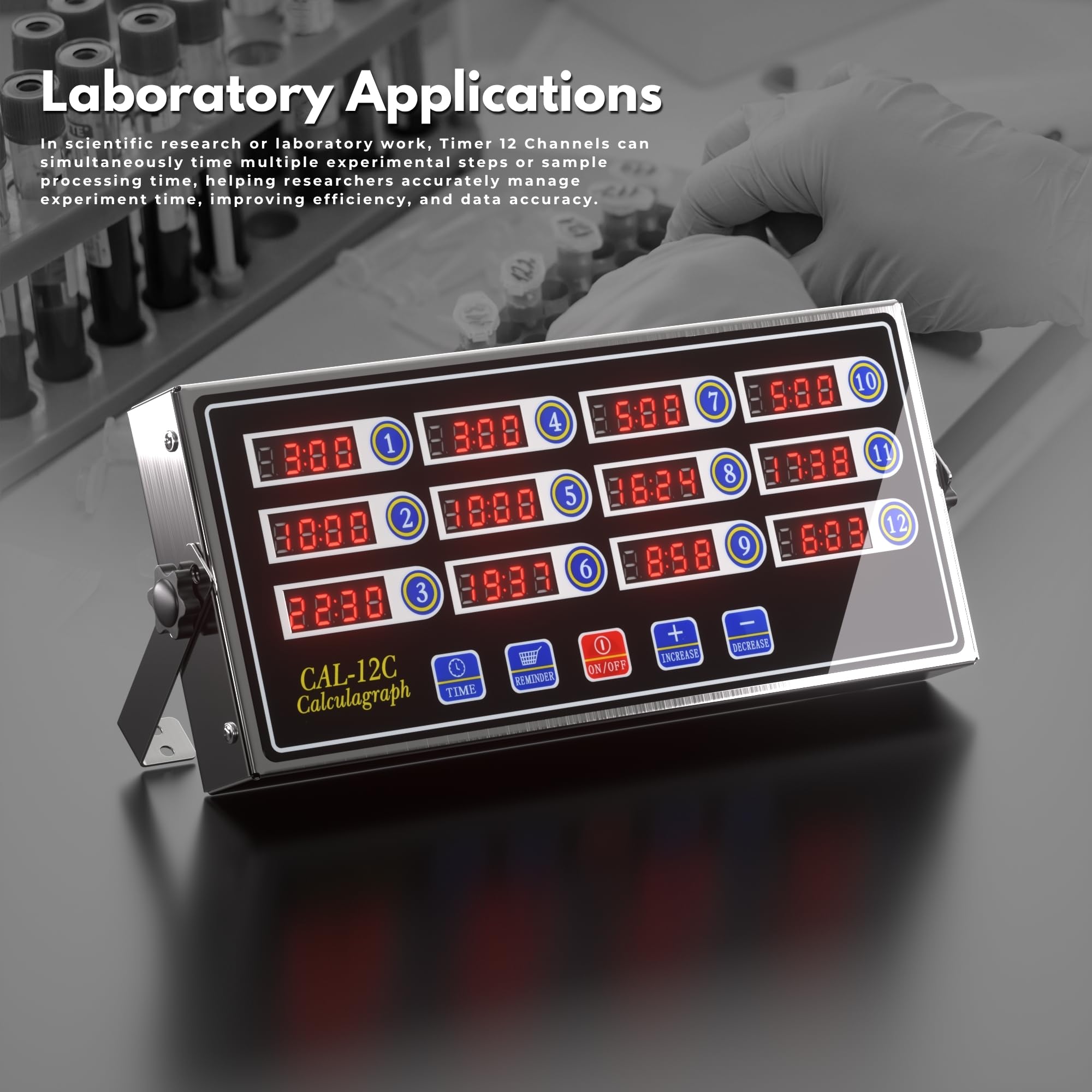 KZU Professional LED Digital Commercial Kitchen Timer 12 Channels Heavy Duty Waterproof with Loud Alarm and Memory Function - View 3 of 6