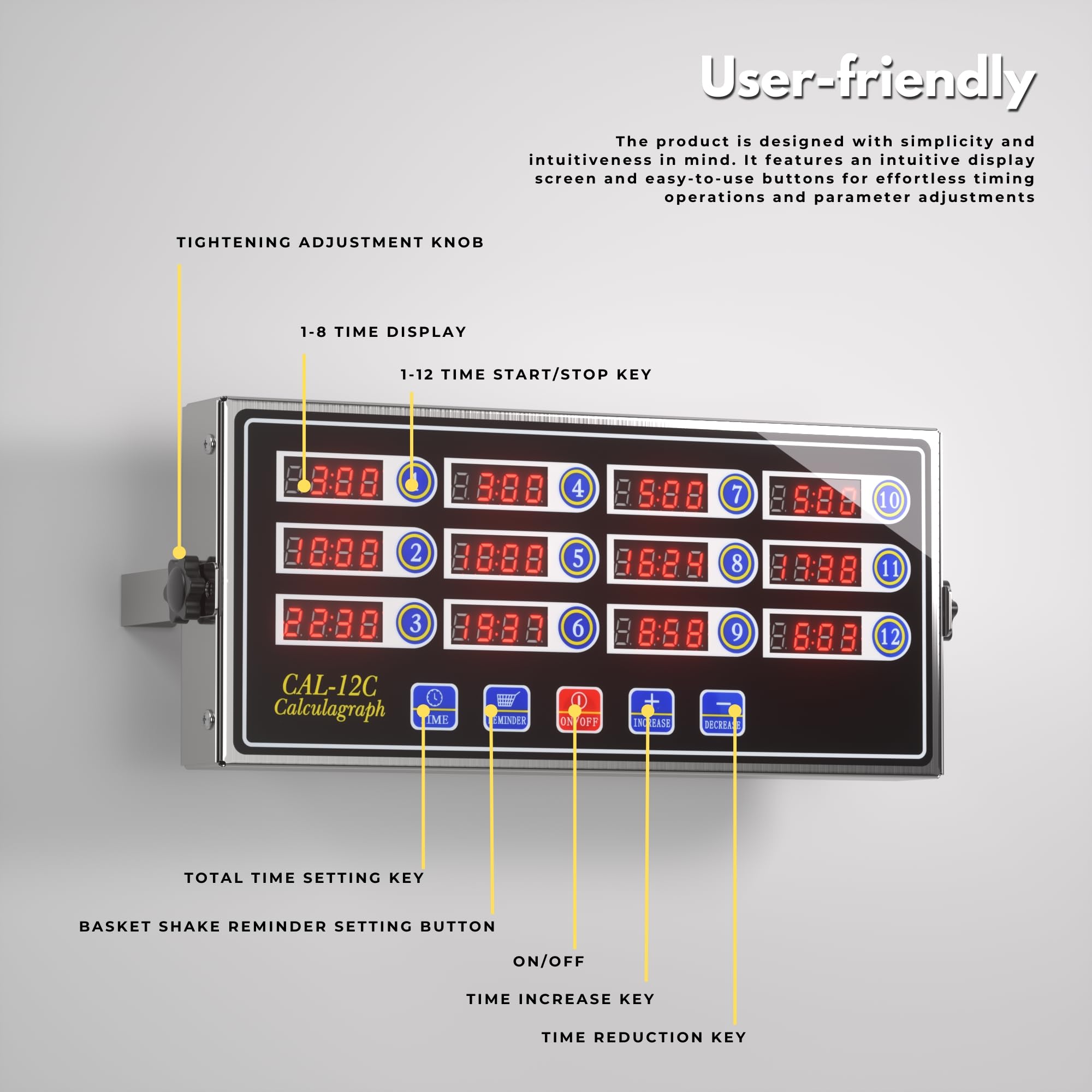 KZU Professional LED Digital Commercial Kitchen Timer 12 Channels Heavy Duty Waterproof with Loud Alarm and Memory Function - View 6 of 6
