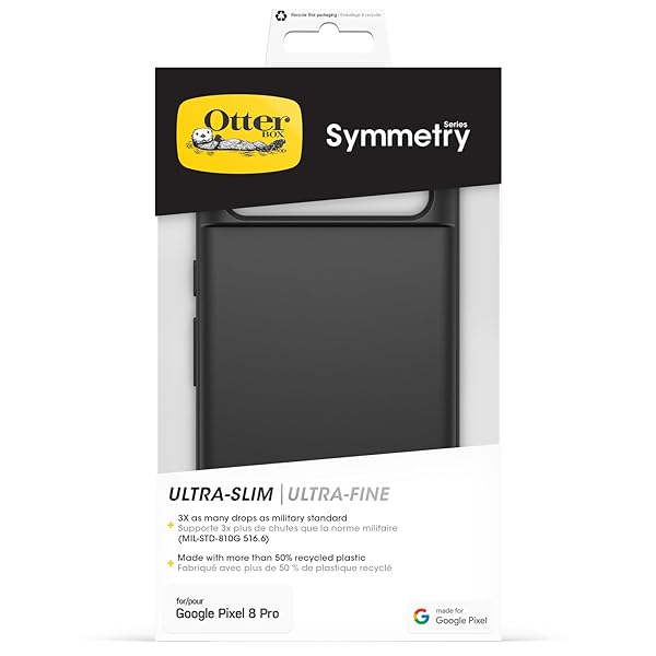 OtterBox OtterBox Google Pixel 8 Pro Symmetry Series Case Black Ultra Sleek Wireless Charging Compatible with Camera and Screen Protection - View 7 of 7