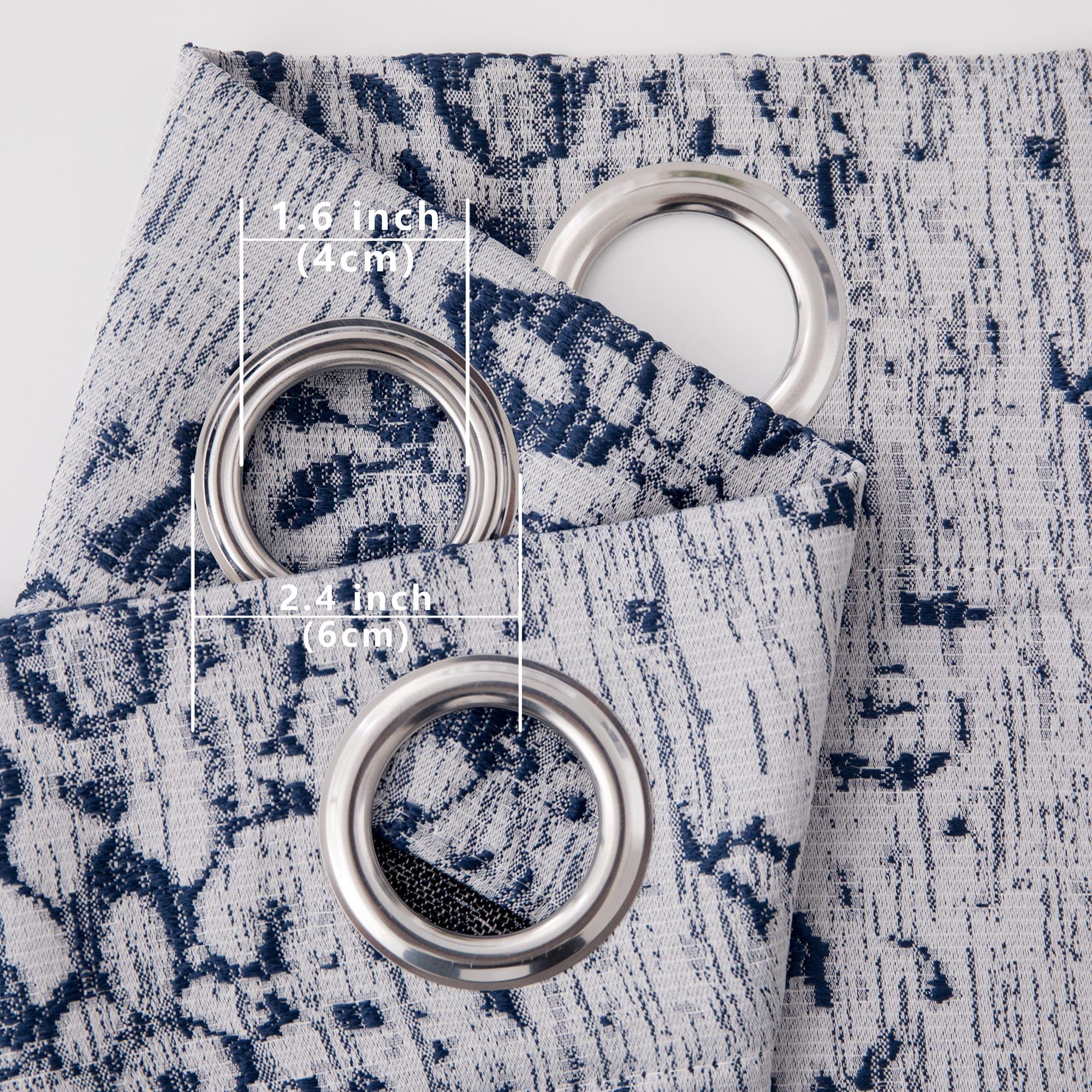 Mrs.Naturall Mrs Naturall Navy Blue Curtains 108 Inches Long Grommet Damask Printed 2 Panels Set for Living Room and Bedroom 9 FT Length - View 7 of 7