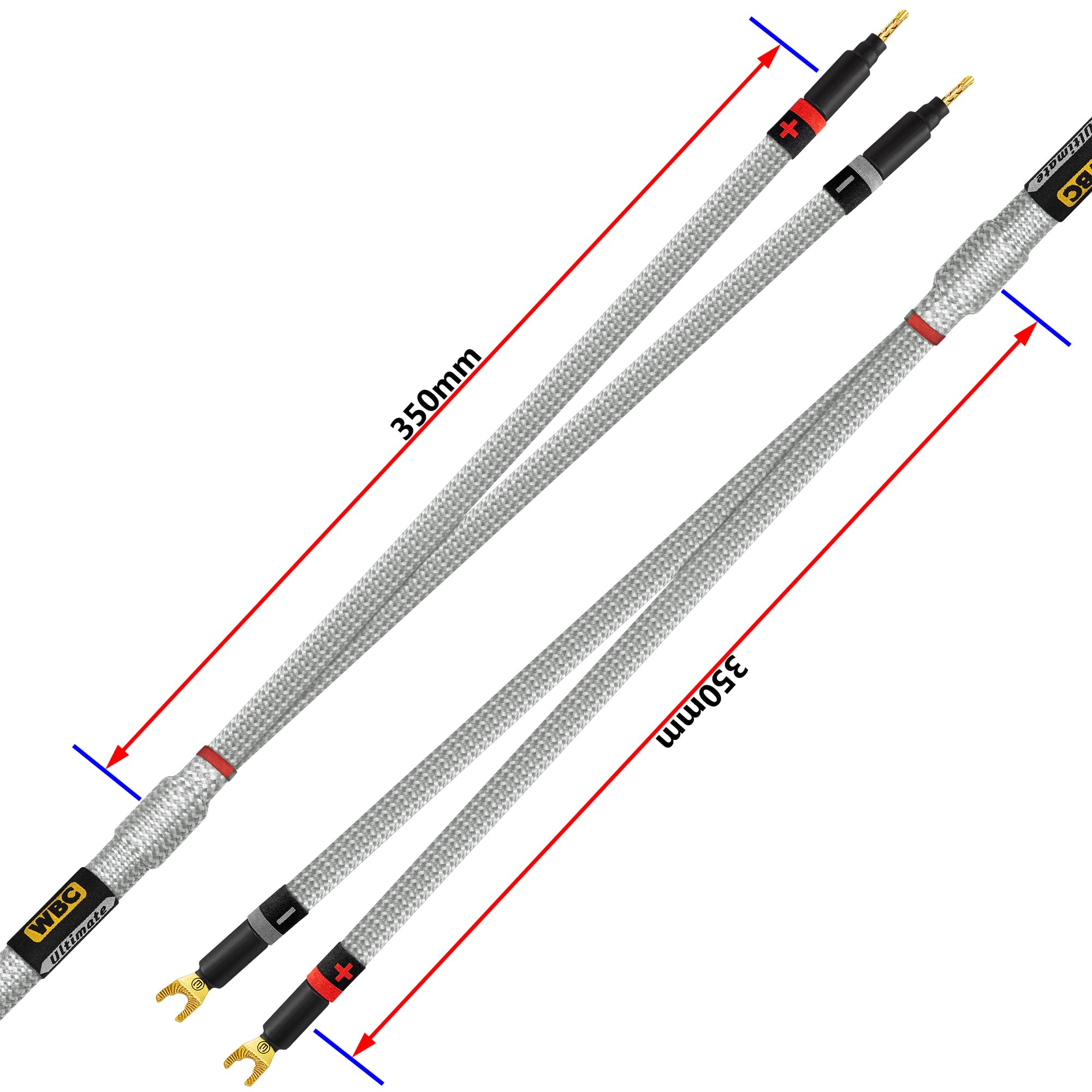 WORLDS BEST CABLES Worlds Best Cables 12 Foot Ultimate 7 AWG Ultra Pure OFC Audiophile HiFi Speaker Cable Pair with Eminence Gold Banana and Spade Plugs - View 8 of 9