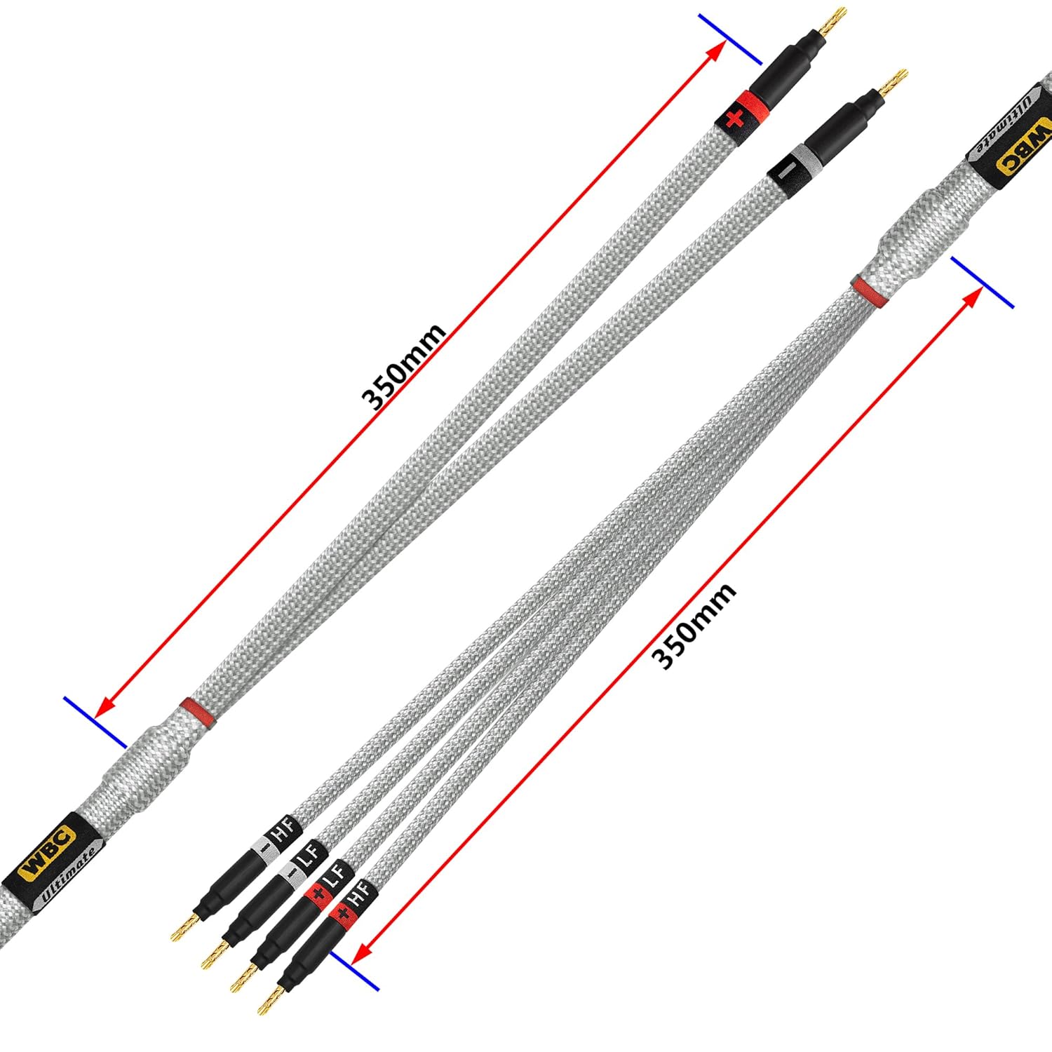 WORLDS BEST CABLES Worlds Best Cables 6 Foot Ultimate 7 AWG Ultra Pure OFC Audiophile Bi Wire Speaker Cable Pair with Eminence Gold Banana Plugs - View 8 of 9