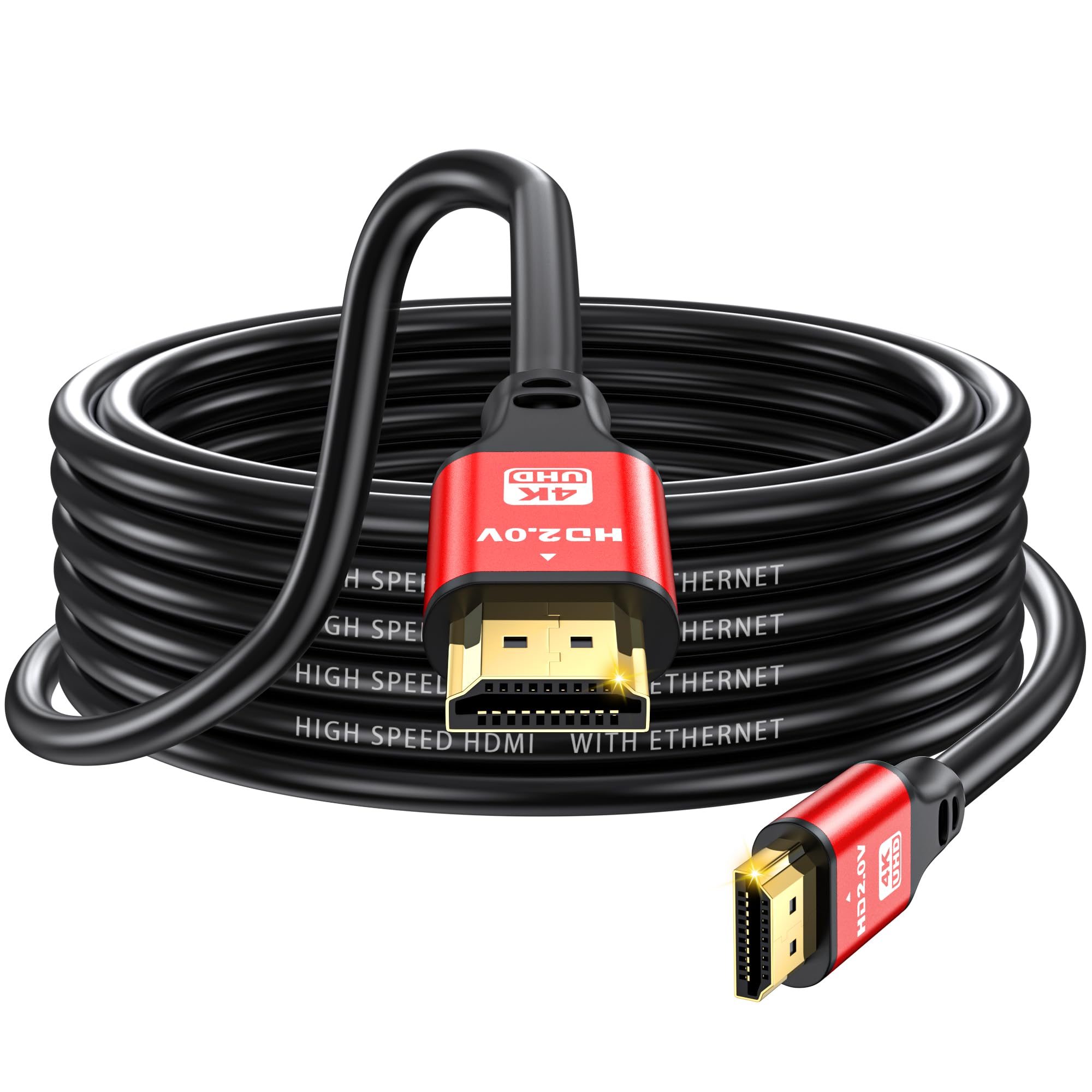 jojobnj Jojobnj 20ft HDMI Cable 4K 60Hz High Speed HDMI 2.0 Cord Ultra HD Compatible with Xbox PS5 PS4 HDTV Laptop Red