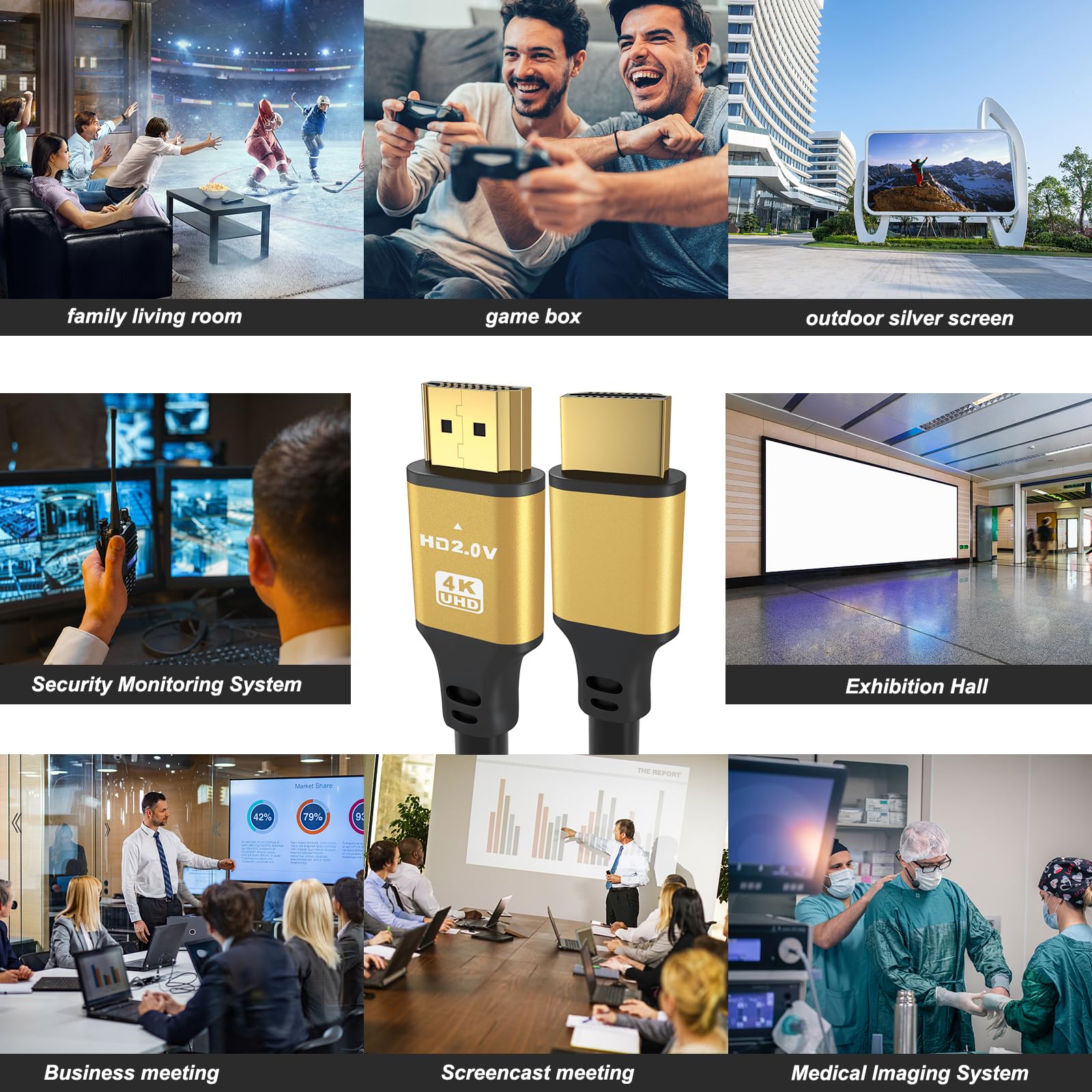 jojobnj Jojobnj 50ft HDMI Cable 4K 60Hz High Speed HDMI 2.0 Cord Ultra HD Compatible with Xbox PS5 PS4 HDTV Laptop and More - View 7 of 7