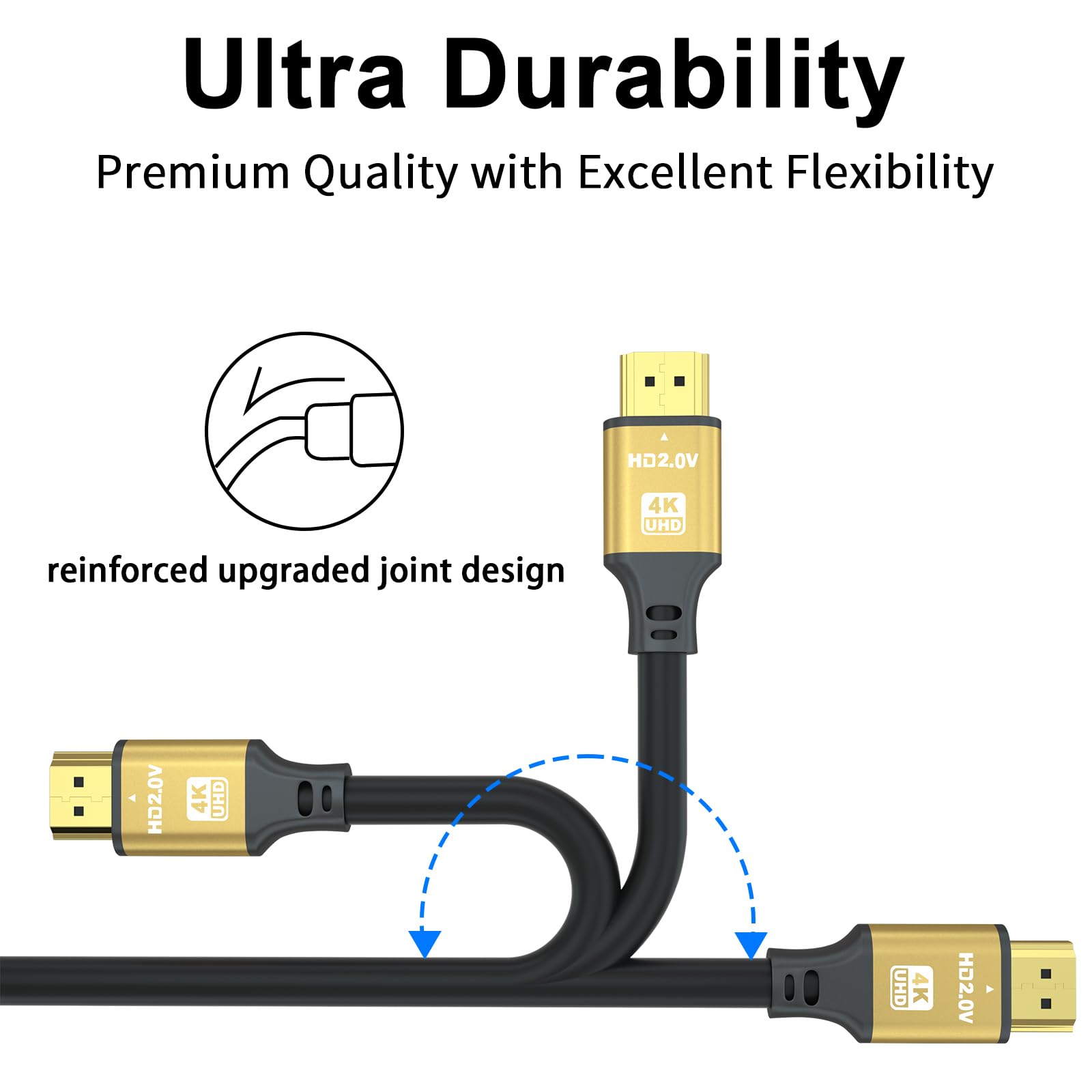 jojobnj Jojobnj 100ft HDMI Cable 4K 60Hz High Speed HDMI 2.0 Cord Compatible with Xbox PS5 PS4 HDTV Laptop Gold - View 5 of 7