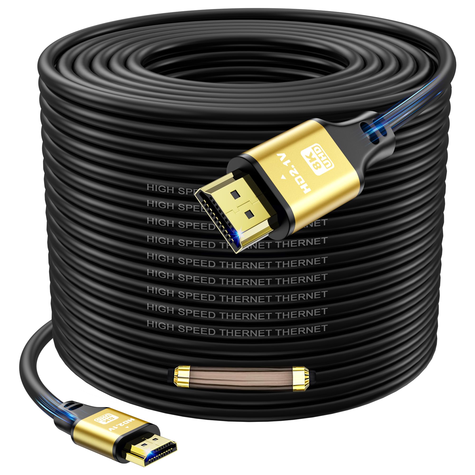 jojobnj Jojobnj 100ft HDMI Cable 4K 60Hz High Speed HDMI 2.0 Cord Compatible with Xbox PS5 PS4 HDTV Laptop Gold