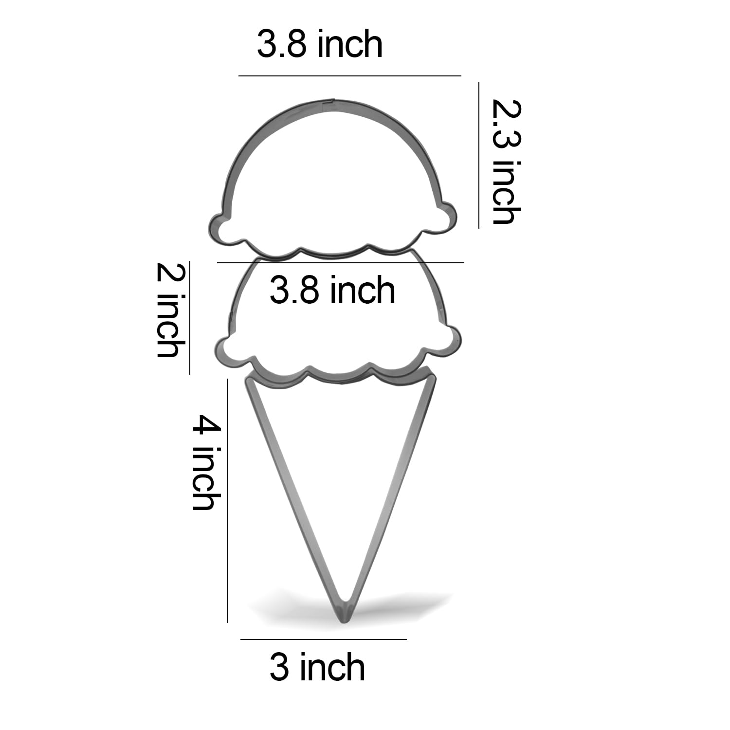 Keewah Keewah Stackable Ice Cream Cone Cookie Cutter Set 3 Piece Stainless Steel for Fun Baking and Creative Treats - View 2 of 2