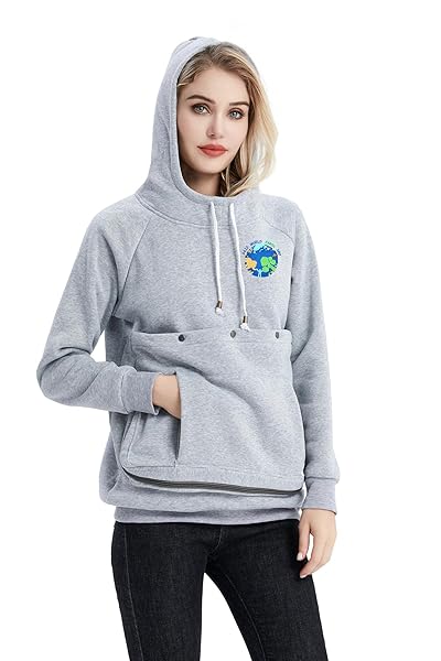 LINYUCHEN LINYUCHEN Cat Dog Carrier Hoodies Unisex Kangaroo Sweatshirt with Large Pet Pocket for Puppies and Kittens in Grey