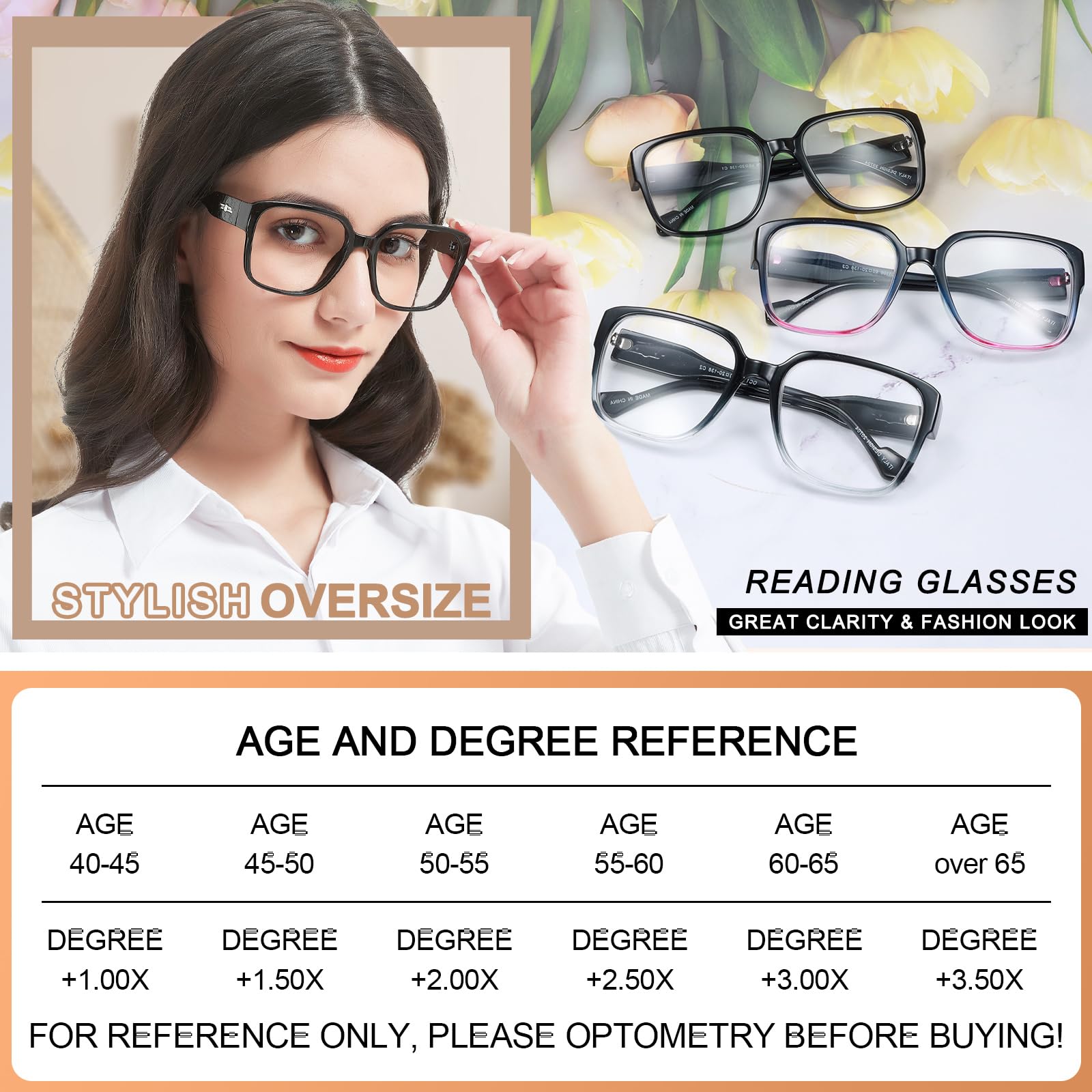 MARE AZZURO MARE AZZURO Oversized Reading Glasses for Women Fashion Readers in Black 1.5 Strength Stylish and Comfortable Eyewear Options - View 5 of 6
