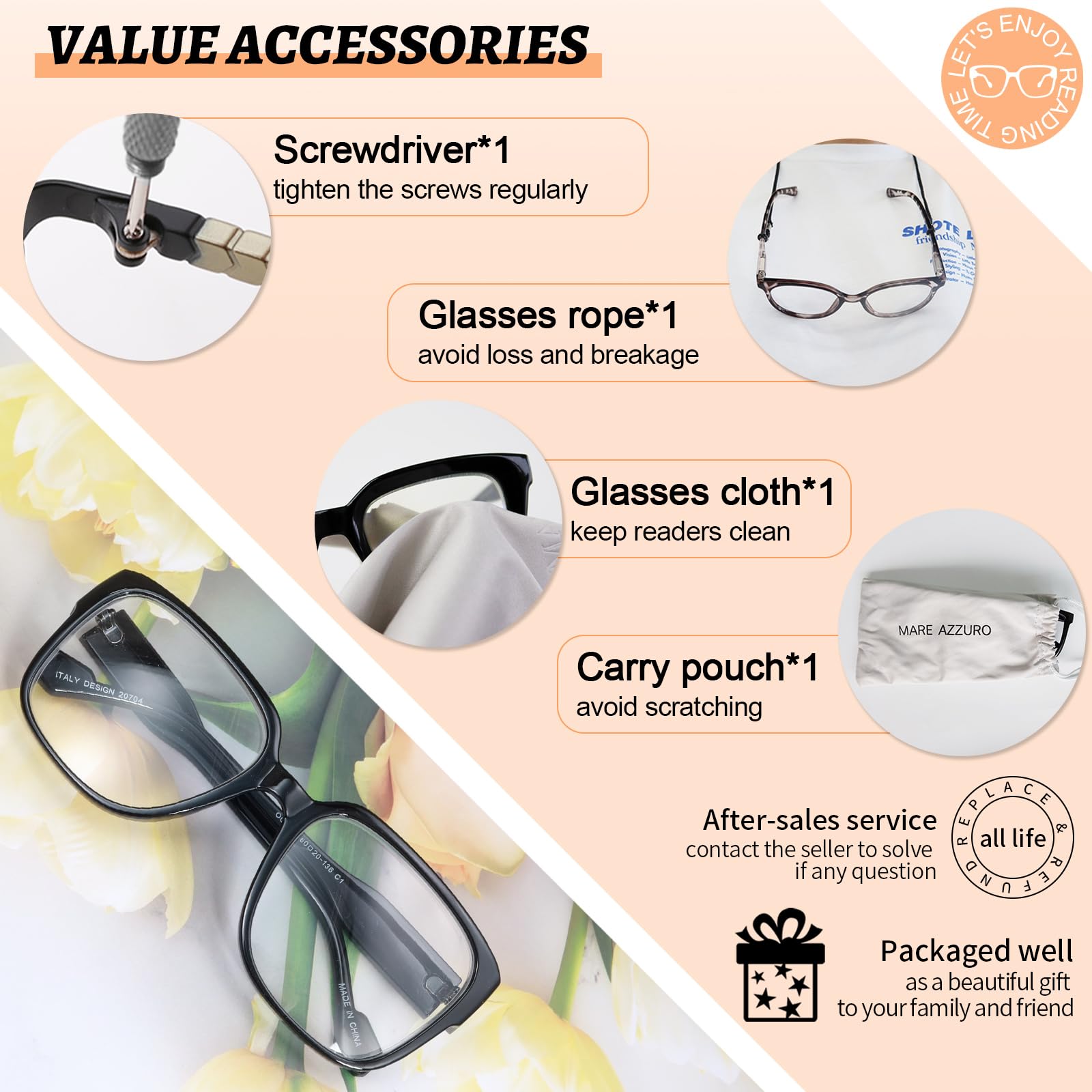 MARE AZZURO MARE AZZURO Oversized Reading Glasses for Women Fashion Readers in Black 1.5 Strength Stylish and Comfortable Eyewear Options - View 6 of 6