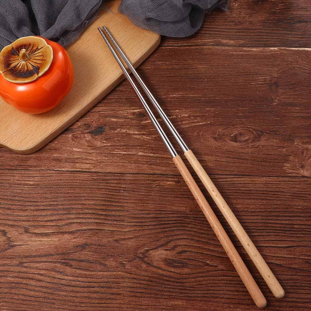 Kopida Extra Long Stainless Steel Cooking Chopsticks 15inch with Wooden Handle Reusable Kitchen Frying Accessories - View 4 of 7