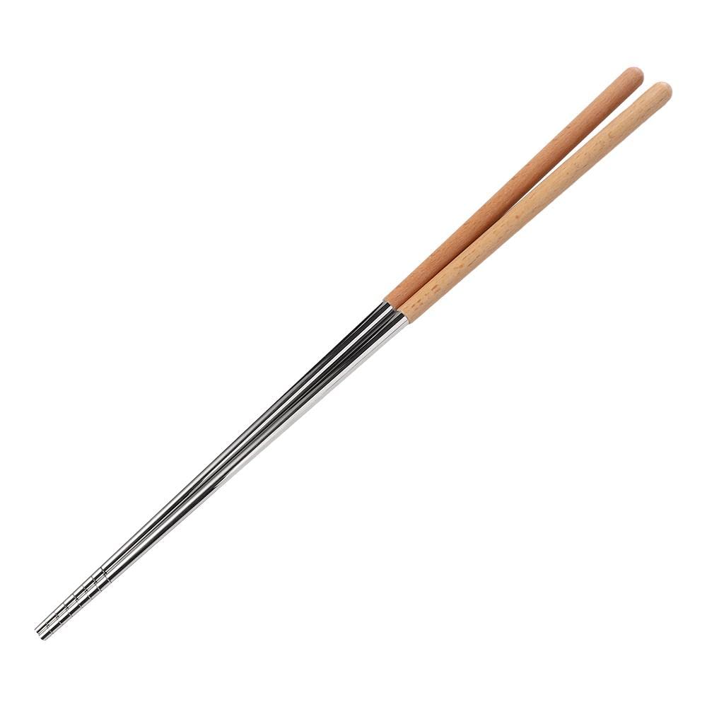 Extra Long Stainless Steel Cooking Chopsticks 15inch with Wooden Handle Reusable Kitchen Frying Accessories