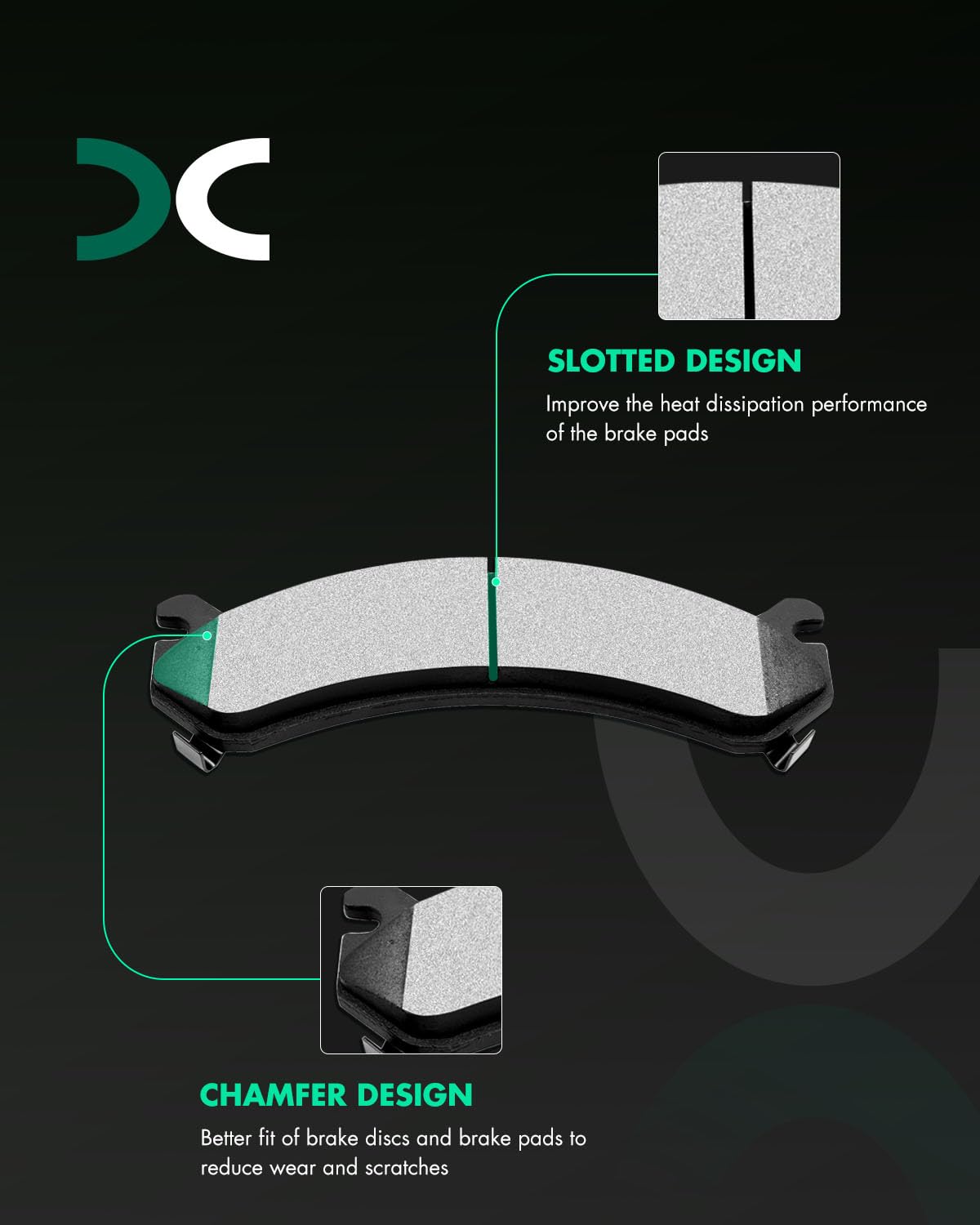 SCITOO SCITOO D784 Front Semi-Metal Brake Pads Set for Cadillac Chevy GMC Hummer High Performance Replacement - View 2 of 7