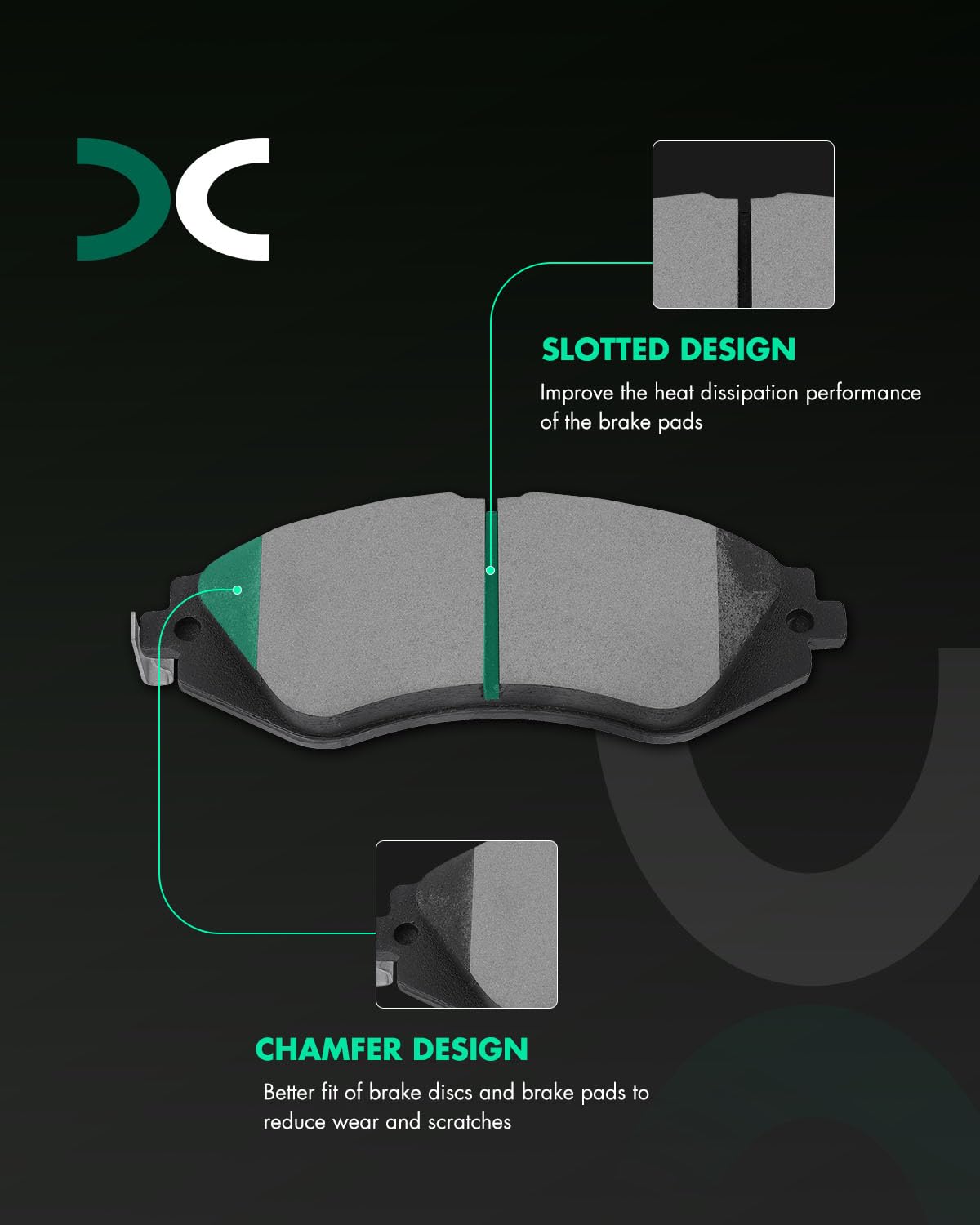 SCITOO SCITOO D1035 Front Ceramic Brake Pads for Chevy Aveo Optra Spark Pontiac G3 Suzuki Forenza Reno Swift - View 2 of 9