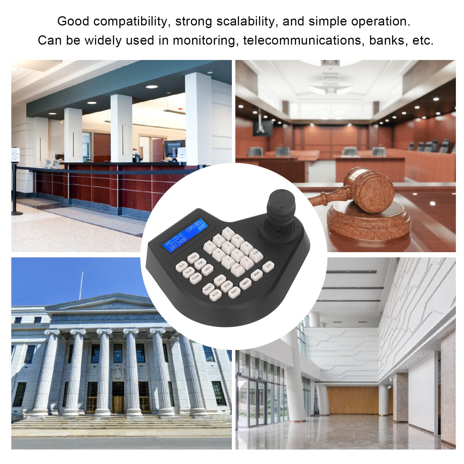 Jiawu Mini Analog PTZ Camera Keyboard with 2D Joystick Coaxial Dome Controller Easy to Install PELCO RS485 Pan Tilt Zoom Control - View 3 of 9