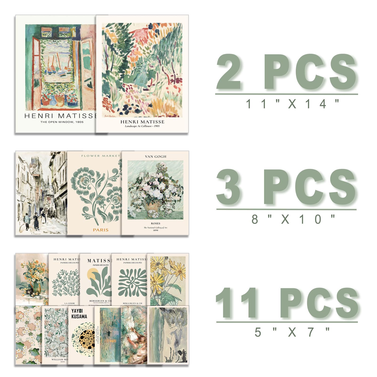 ANERZA Anerza 16 PCS Sage Green Wall Art Decor Matisse Prints for Bedroom Abstract Posters Room Aesthetic Collage Kit Pictures Living Room Decor - View 2 of 6