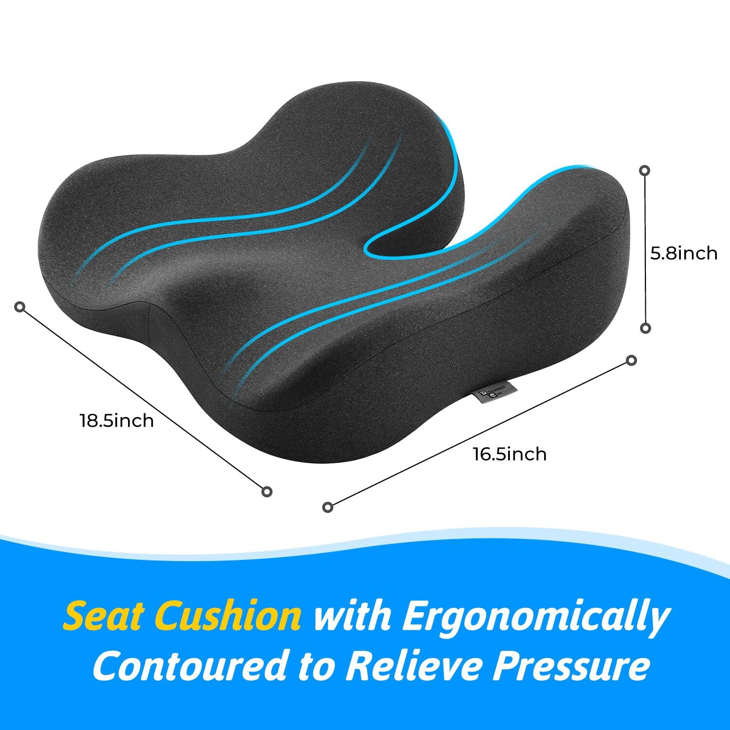 Dreamer Car Soft Support Memory Foam Seat Cushion for Office and Car Relief from Sciatica and Tailbone Pain Ideal for Wide Hips and Comfort - View 2 of 7