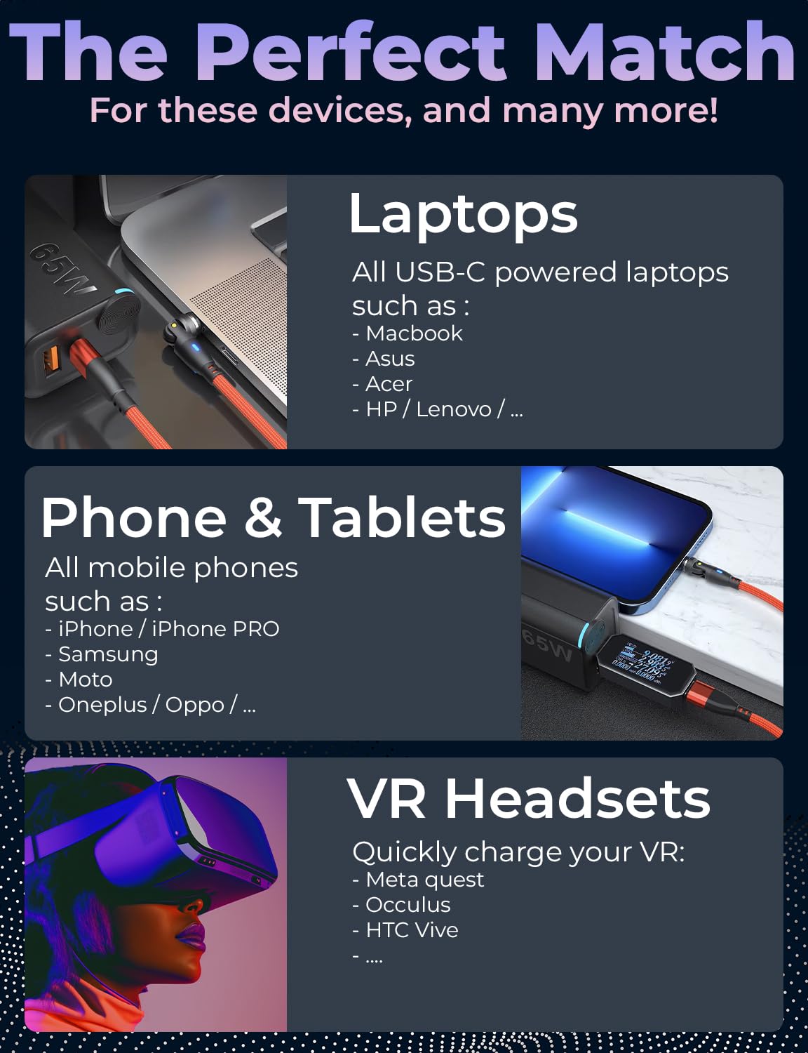 Magnilink Magnilink 360 PRO 100W Magnetic USB C Phone Charger Pack of 2 Fast Charging Data Cable Compatible with iProducts Type-C Micro USB Forest Green - View 4 of 9