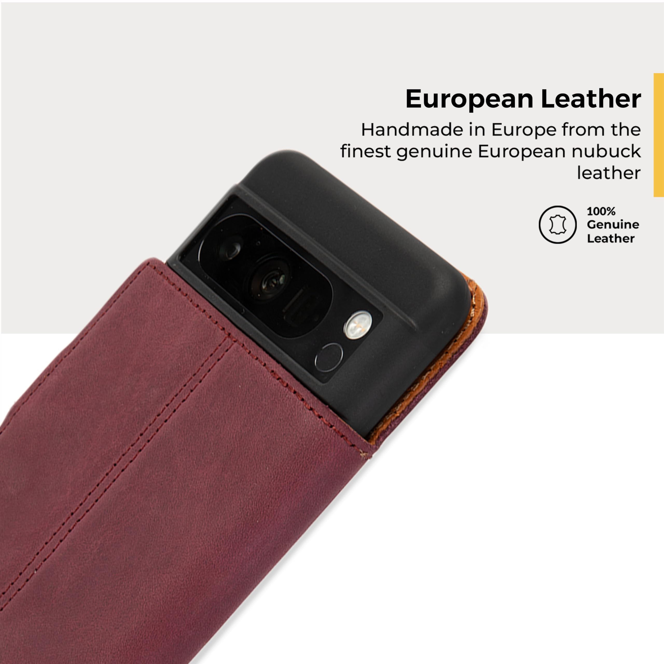 Snakehive Snakehive Leather Wallet Phone Case for Google Pixel 8 Pro Vintage Genuine Leather Flip Folio Cover with Viewing Stand and Card Holder Plum - View 2 of 7