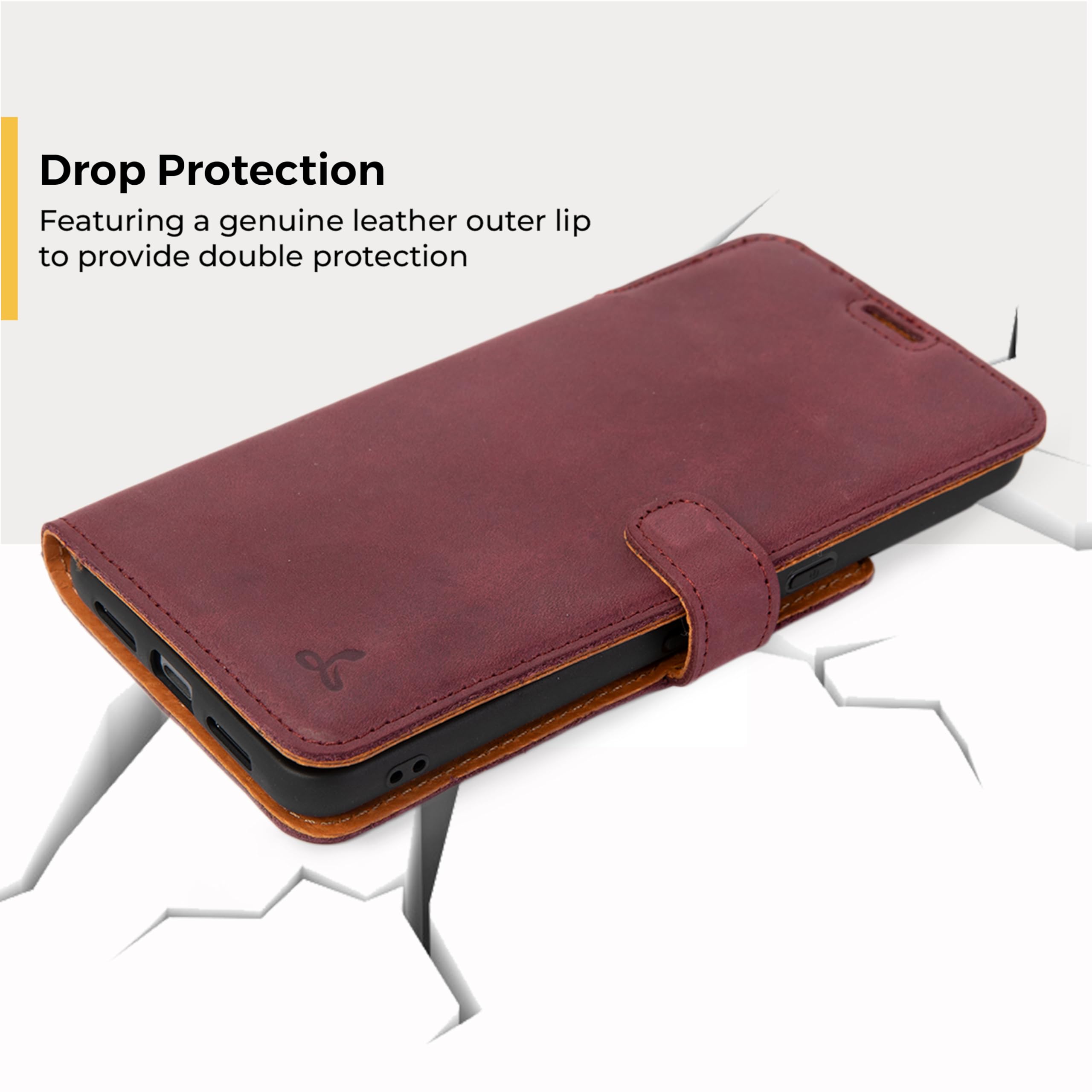 Snakehive Snakehive Leather Wallet Phone Case for Google Pixel 8 Pro Vintage Genuine Leather Flip Folio Cover with Viewing Stand and Card Holder Plum - View 4 of 7