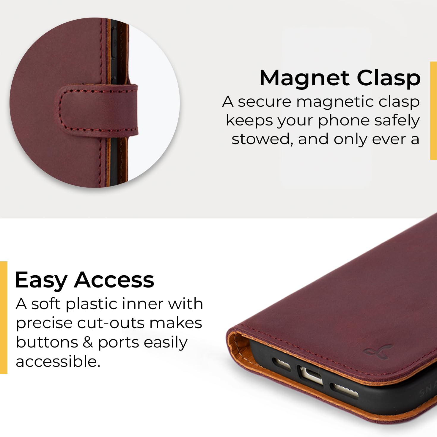 Snakehive Snakehive Leather Wallet Phone Case for Google Pixel 8 Pro Vintage Genuine Leather Flip Folio Cover with Viewing Stand and Card Holder Plum - View 5 of 7