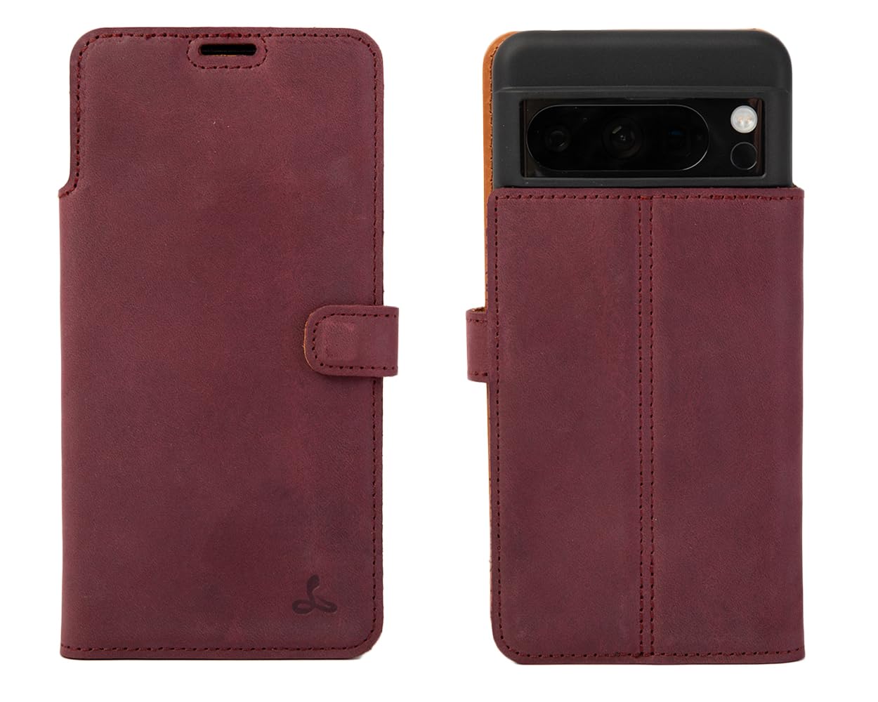 Snakehive Snakehive Leather Wallet Phone Case for Google Pixel 8 Pro Vintage Genuine Leather Flip Folio Cover with Viewing Stand and Card Holder Plum