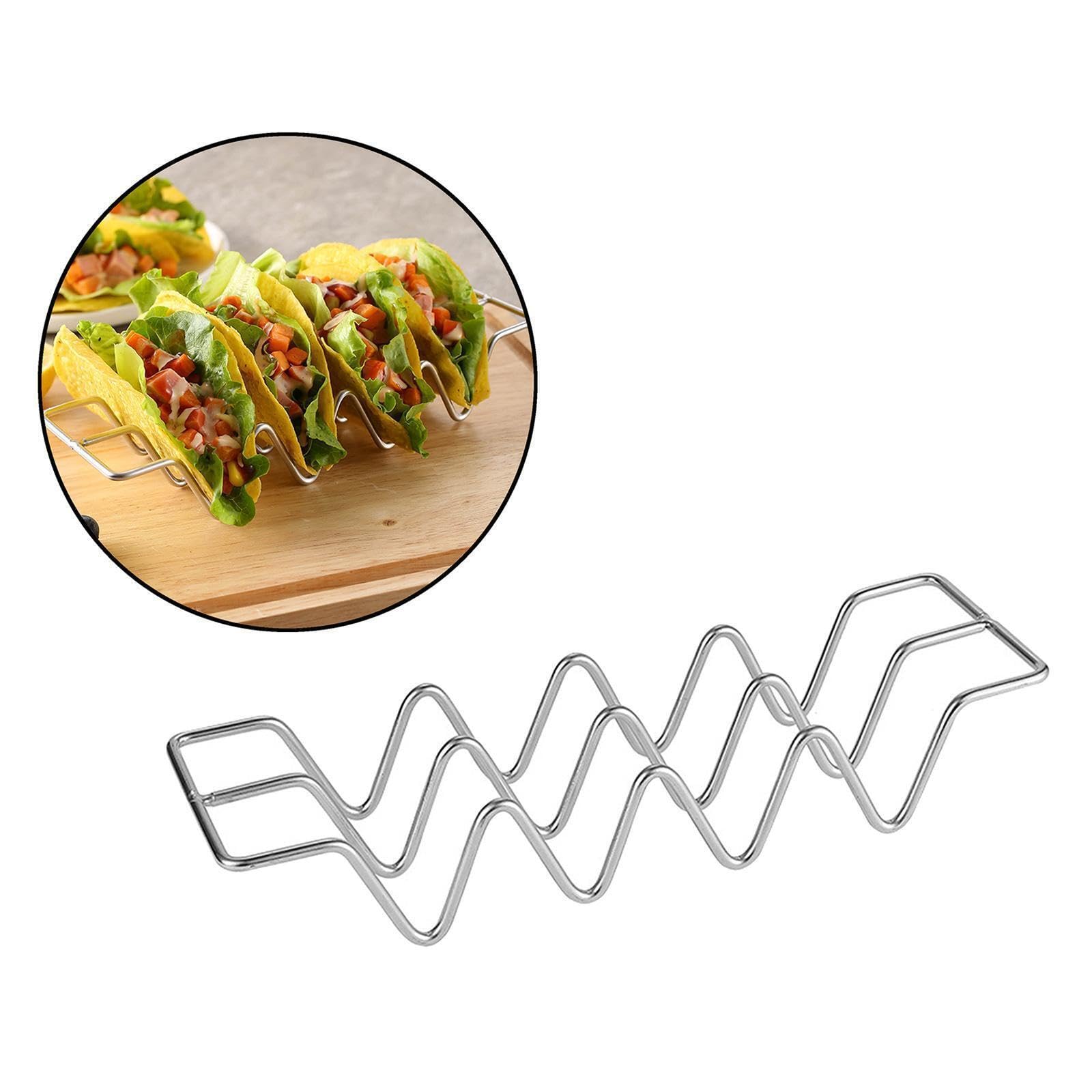 Dependable Industries inc. Essentials Dependable Industries Essentials 3-Pack Stainless Steel Taco Holder Stand Oven Grill Safe Dishwasher Safe Metal Taco Tray for Tacos - View 4 of 7