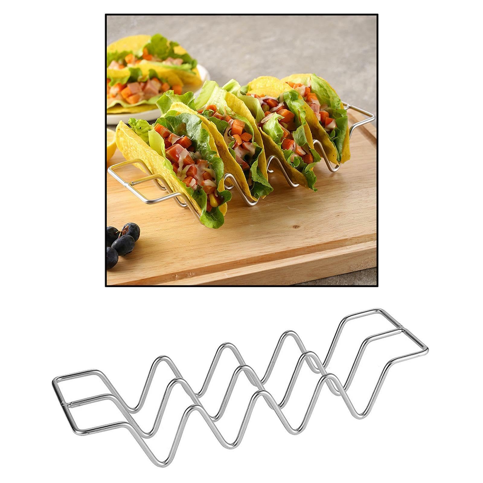 Dependable Industries inc. Essentials Dependable Industries Essentials 3-Pack Stainless Steel Taco Holder Stand Oven Grill Safe Dishwasher Safe Metal Taco Tray for Tacos - View 6 of 7