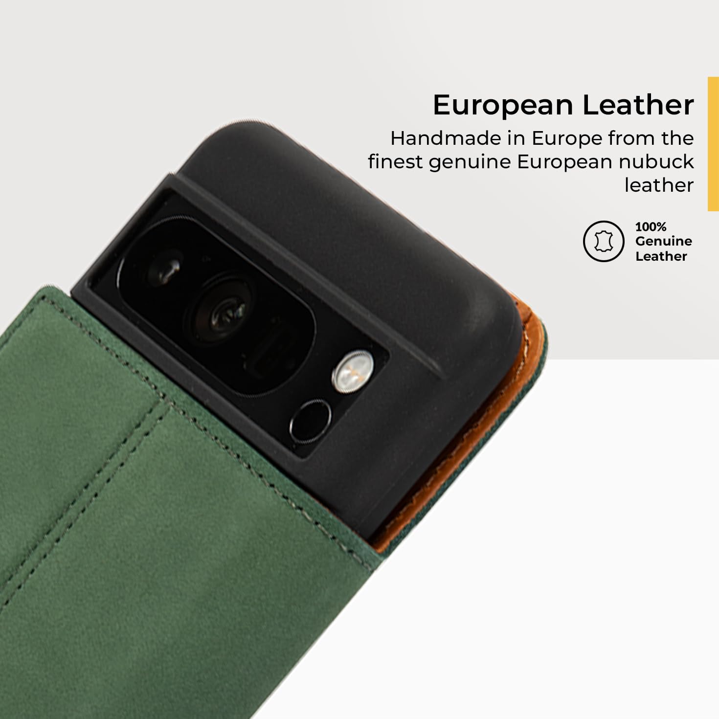 Snakehive Snakehive Leather Wallet Phone Case for Google Pixel 8 Pro Vintage Genuine Leather Flip Folio Cover with Viewing Stand and Card Holder Green - View 2 of 6