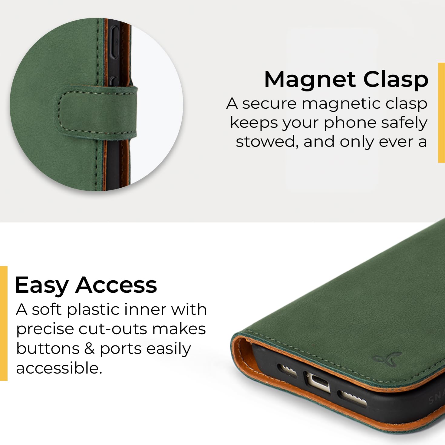 Snakehive Snakehive Leather Wallet Phone Case for Google Pixel 8 Pro Vintage Genuine Leather Flip Folio Cover with Viewing Stand and Card Holder Green - View 4 of 6