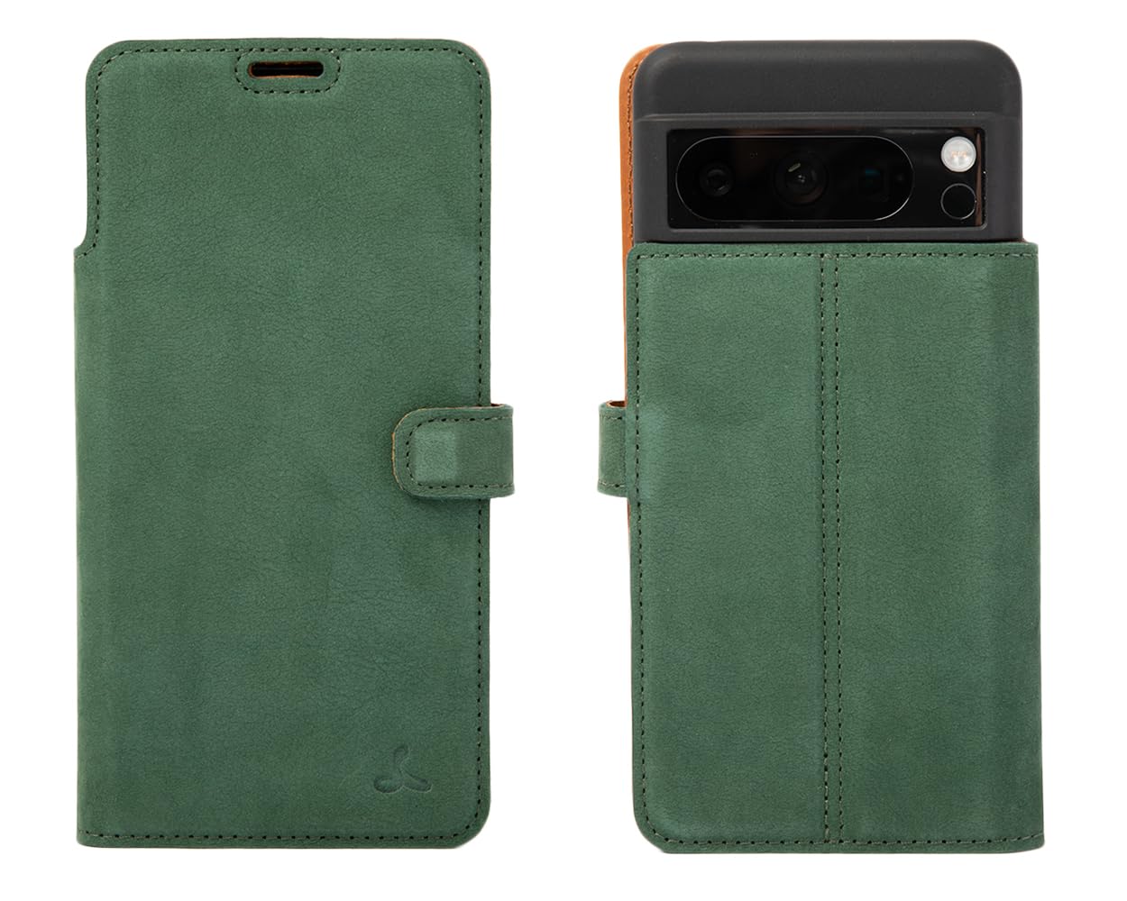 Snakehive Snakehive Leather Wallet Phone Case for Google Pixel 8 Pro Vintage Genuine Leather Flip Folio Cover with Viewing Stand and Card Holder Green