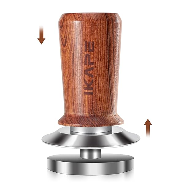 IKAPE IKAPE 51mm Espresso Coffee Tamper Spring Loaded Calibrated Premium Stainless Steel Walnut Compatible with All 51mm Espresso Machines