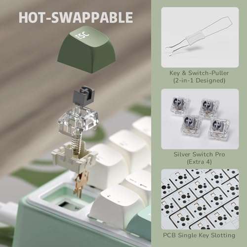 RK ROYAL KLUDGE RK Royal Kludge R75 Mechanical Keyboard: 75% Custom Gaming, RGB Backlit, Hot Swappable, PBT Keycaps & Volume Knob - View 8 of 11