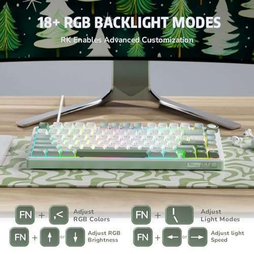 RK ROYAL KLUDGE RK Royal Kludge R75 Mechanical Keyboard: 75% Custom Gaming, RGB Backlit, Hot Swappable, PBT Keycaps & Volume Knob - View 9 of 11